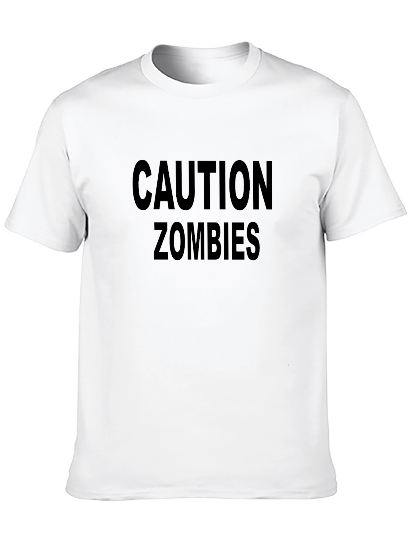 Caution Zombies T-Shirt - Black Crew Neck Tee