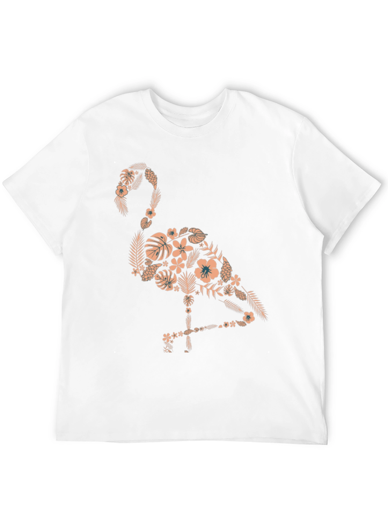 Floral Flamingo Graphic Tee - Black Cotton Shirt