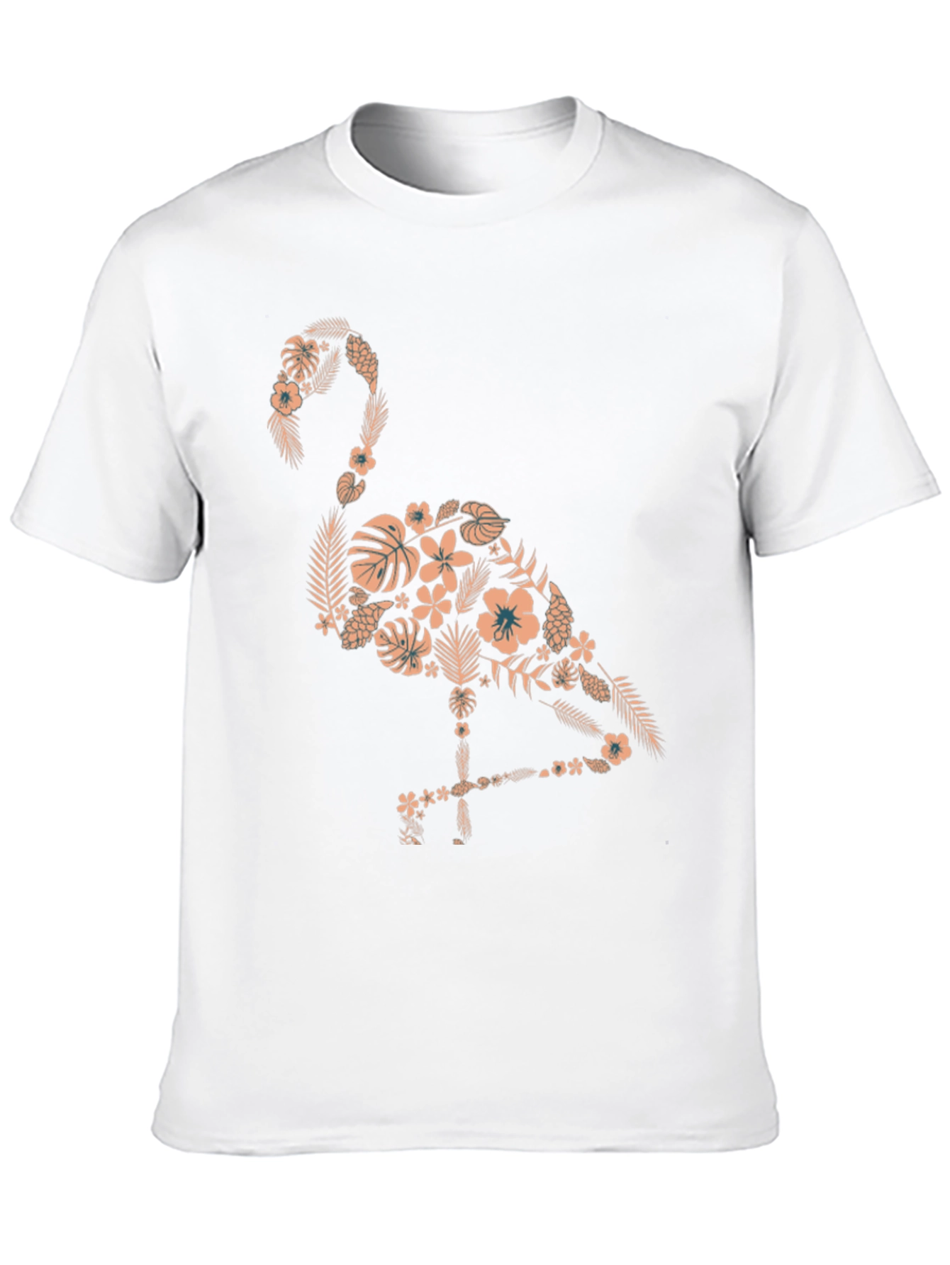 Floral Flamingo Graphic Tee - Black Cotton Shirt