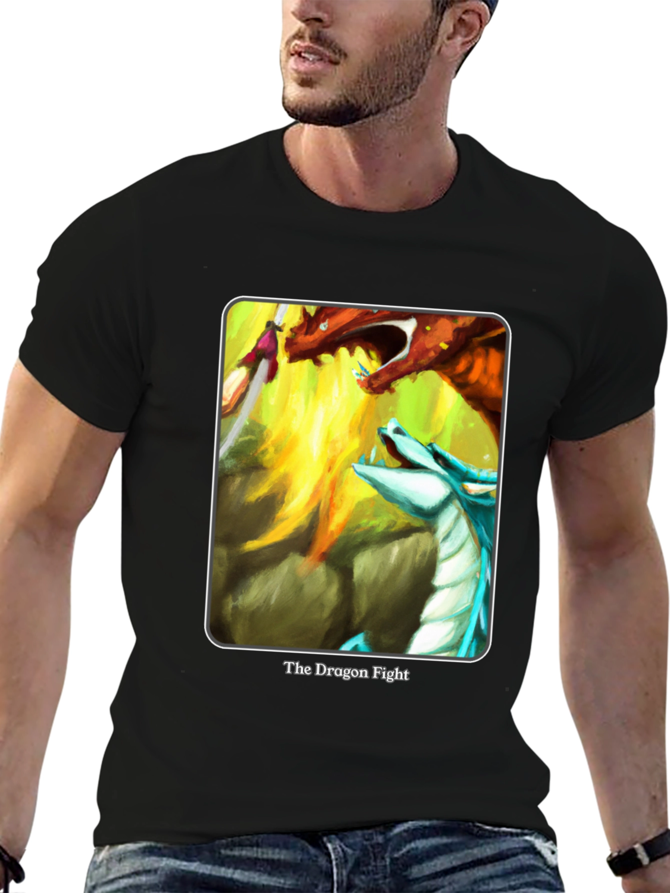 Dragon Fight Graphic Tee - Fantasy Art T-Shirt