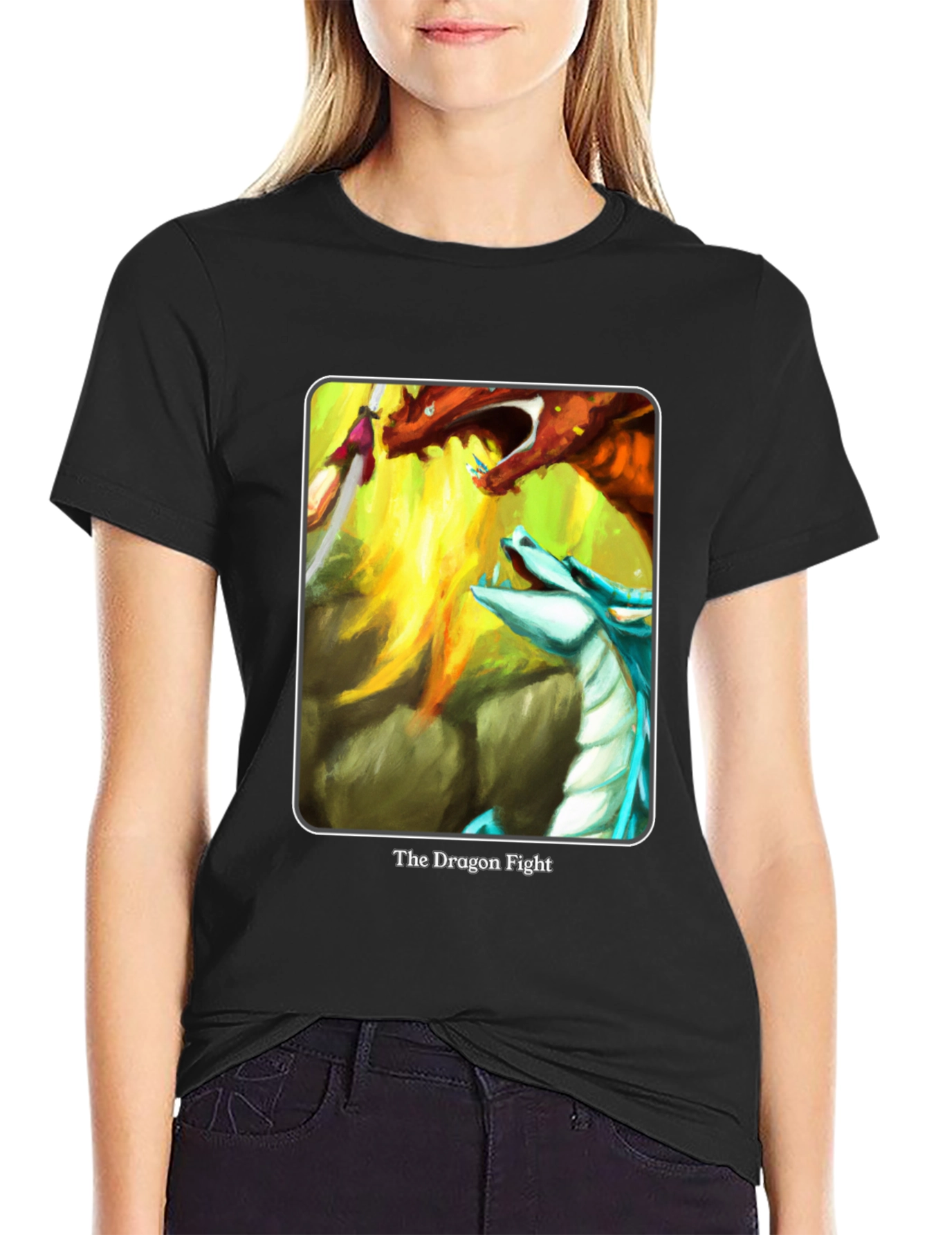 Dragon Fight Graphic Tee - Fantasy Art T-Shirt