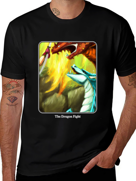 Dragon Fight Graphic Tee - Fantasy Art T-Shirt