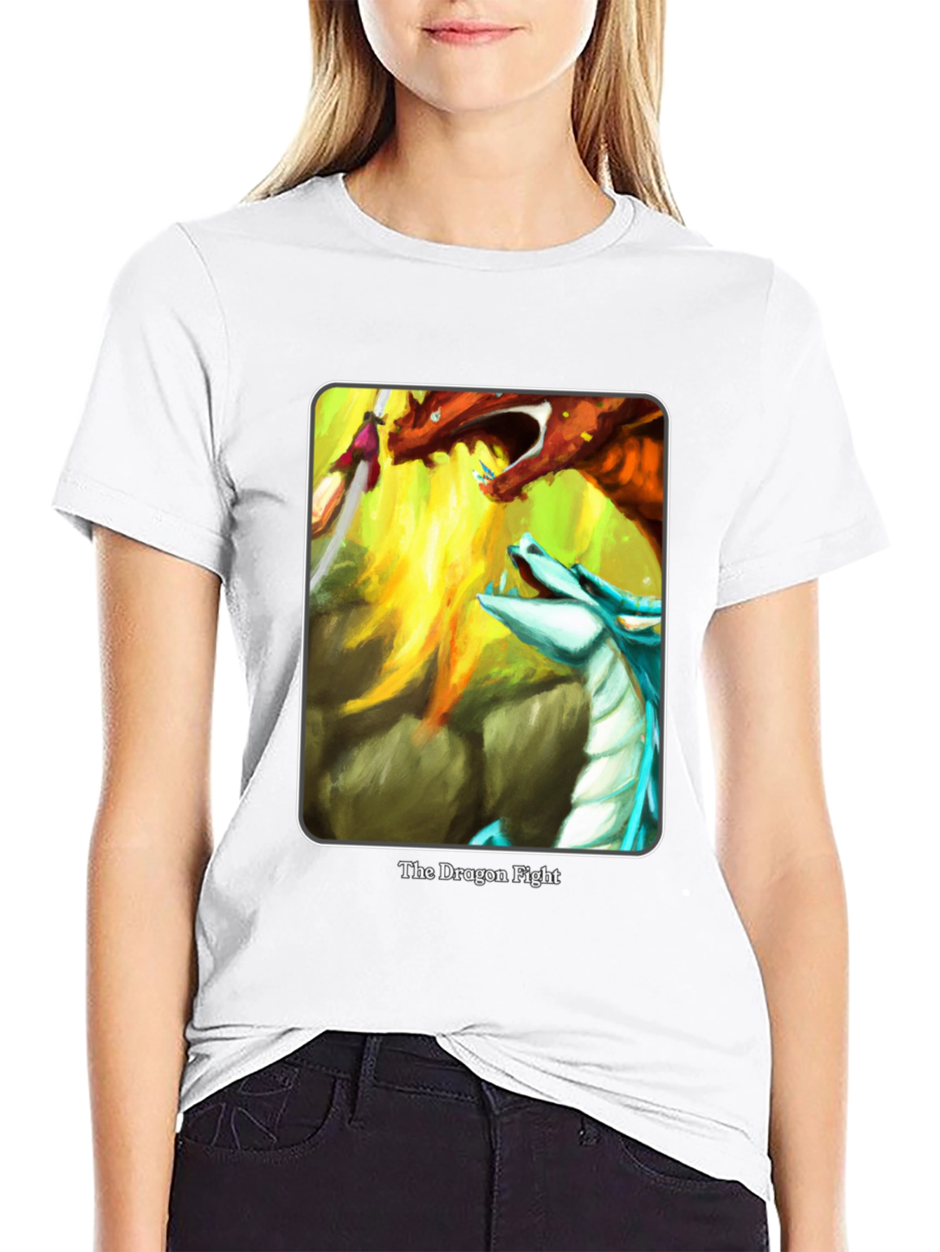 Dragon Fight Graphic Tee - Fantasy Art T-Shirt