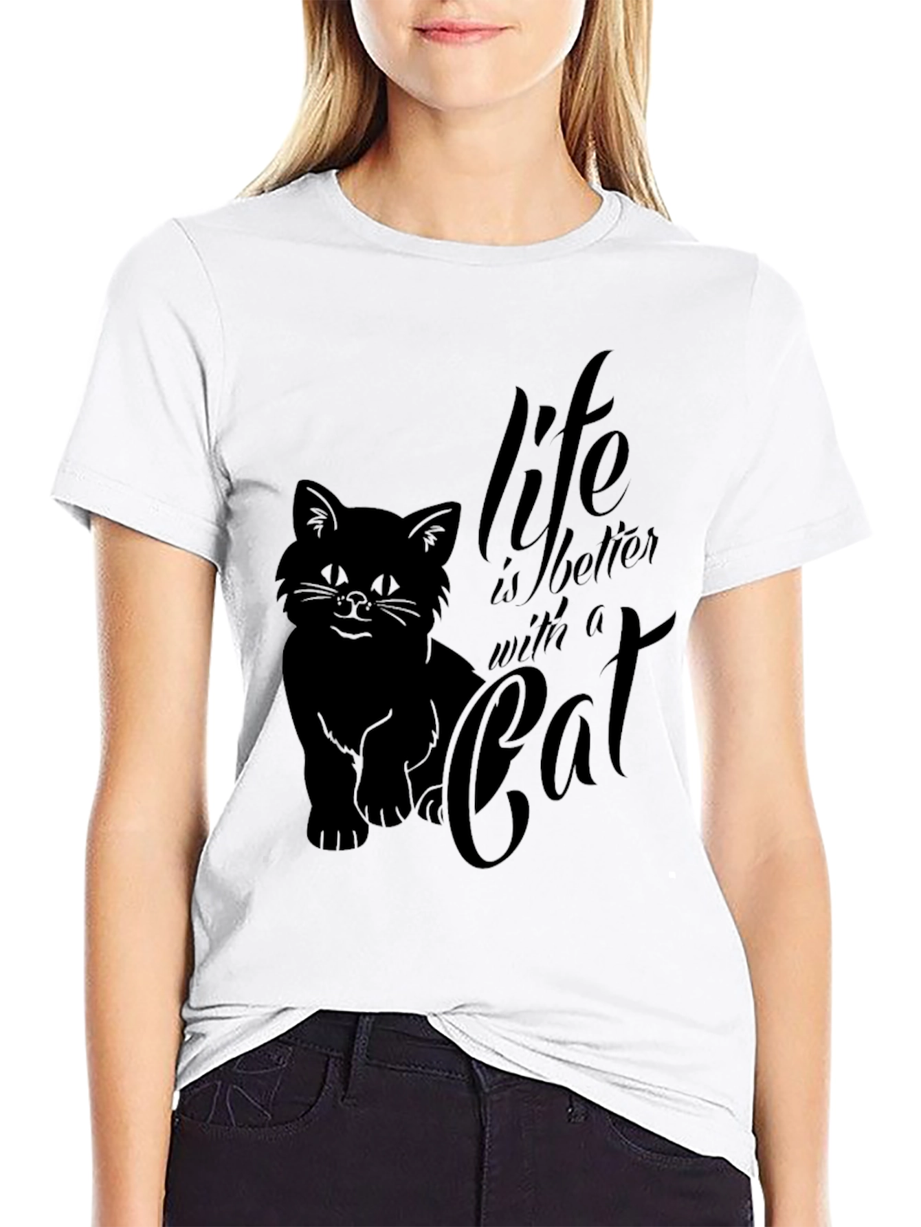 Life is Better with a Cat Black T-Shirt