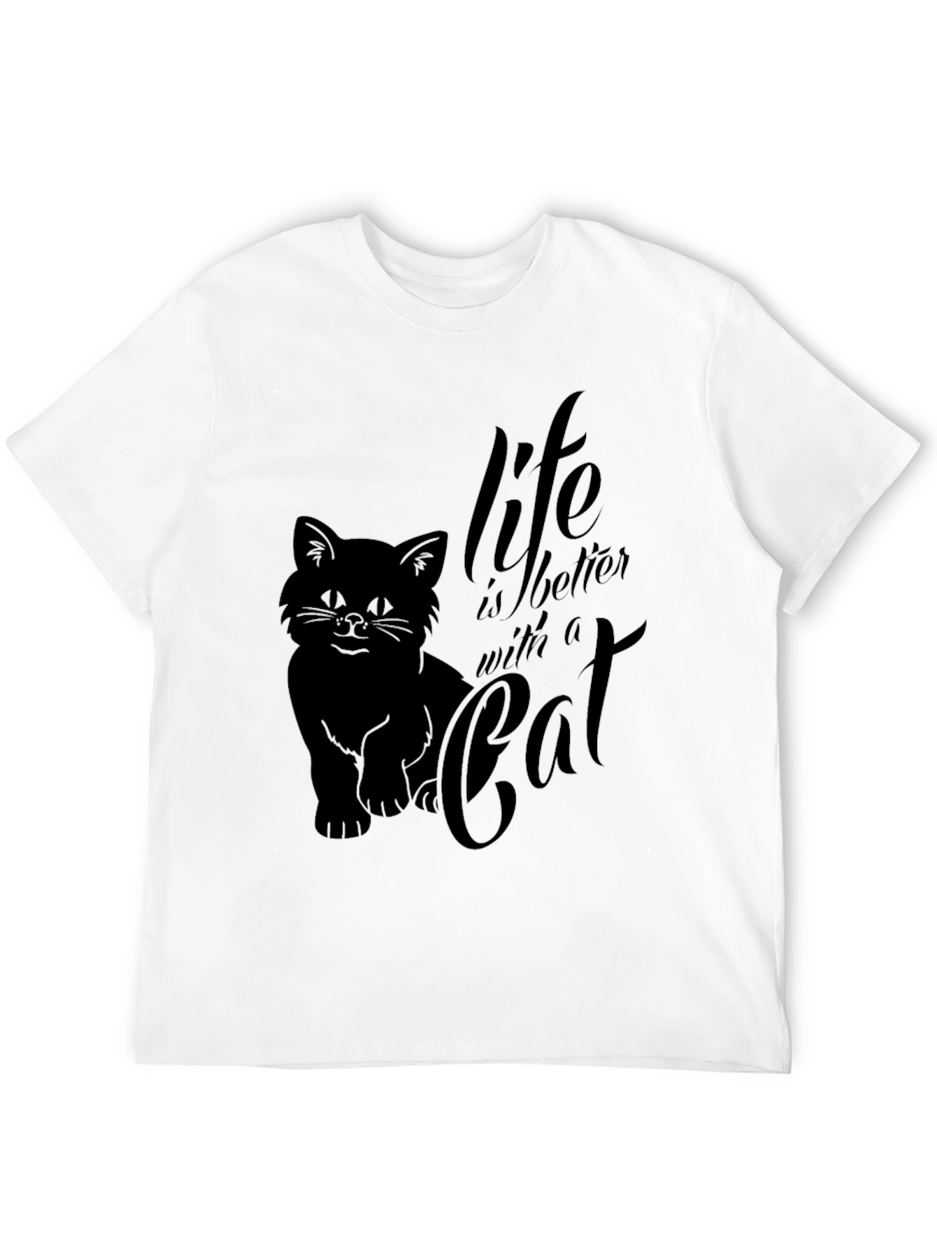 Life is Better with a Cat Black T-Shirt