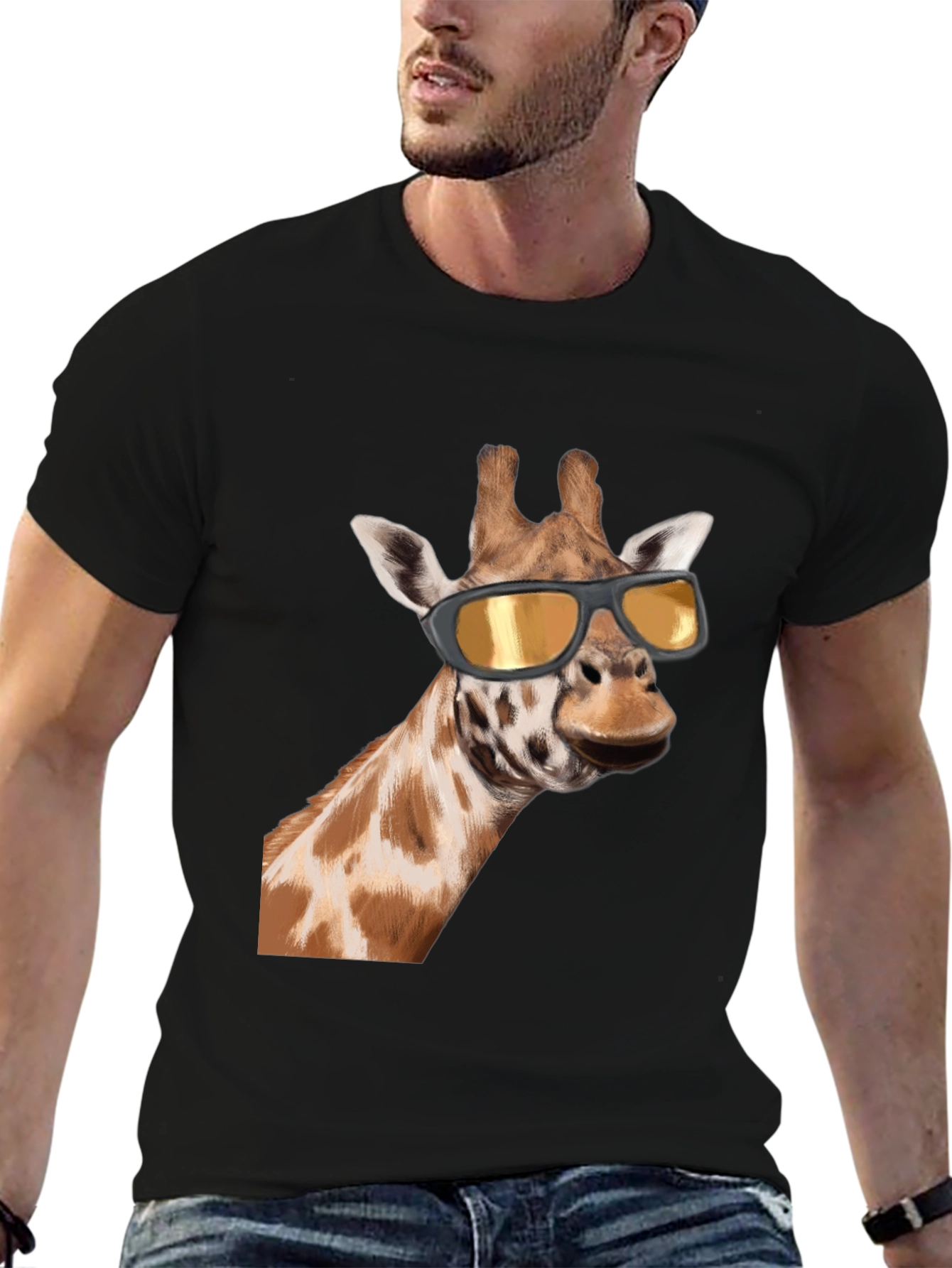Cool Giraffe Graphic Tee - Black