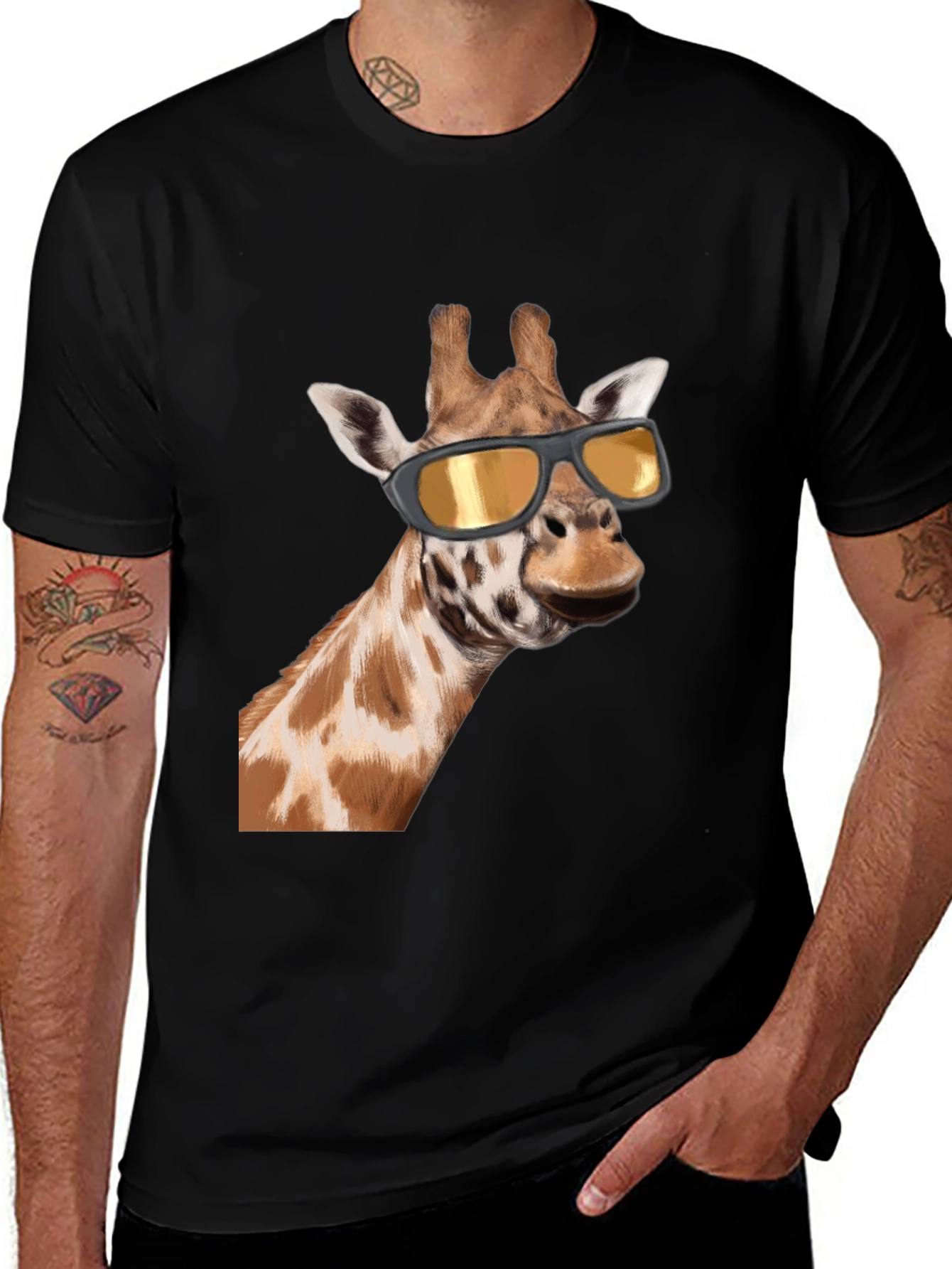 Cool Giraffe Graphic Tee - Black