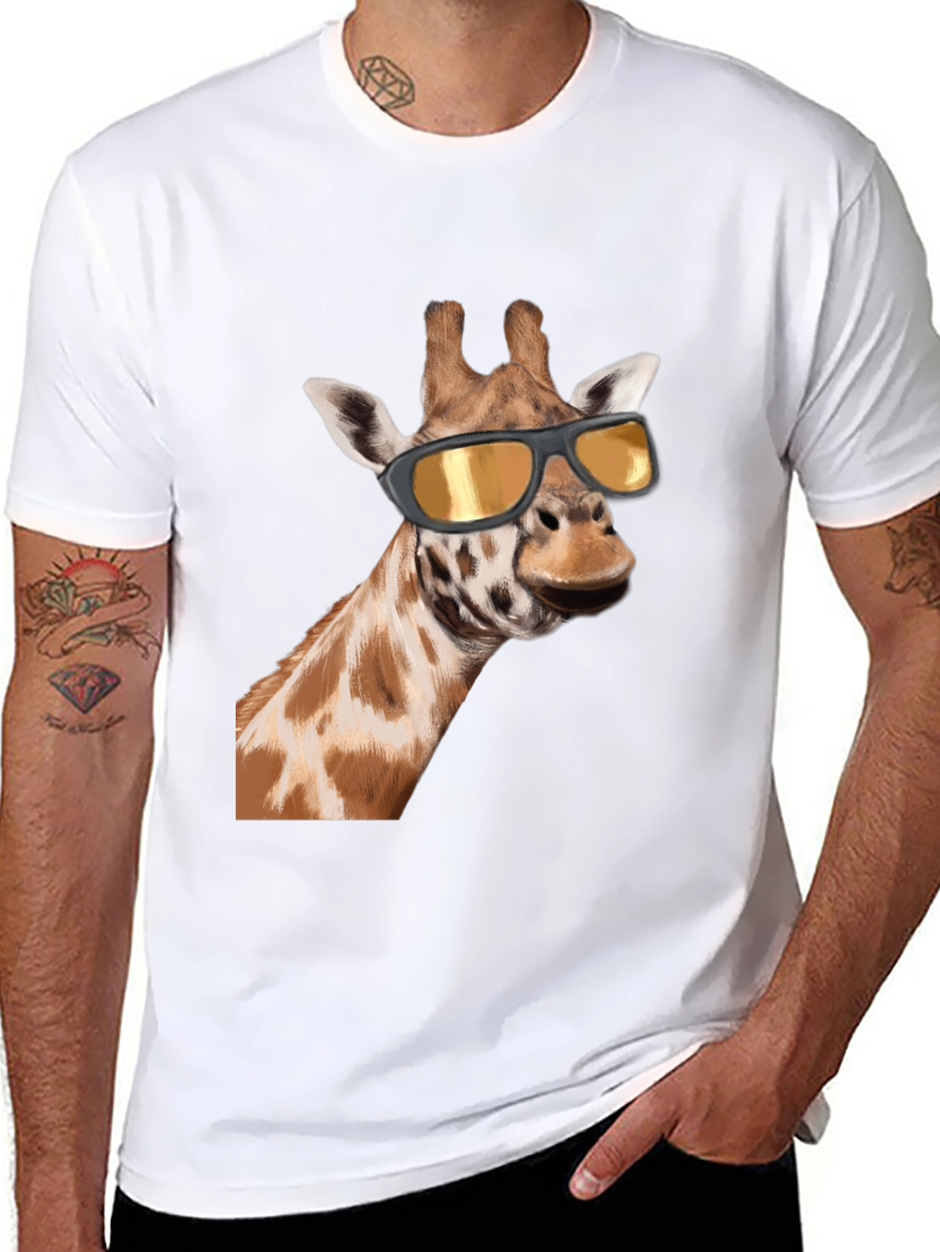 Cool Giraffe Graphic Tee - Black