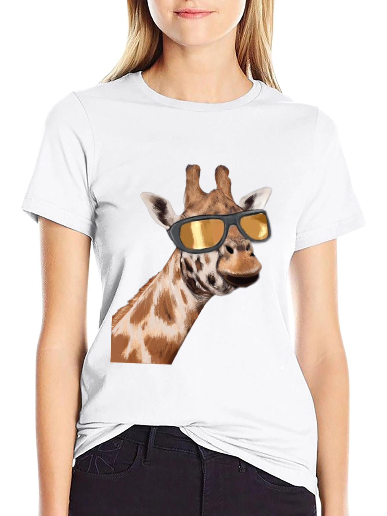 Cool Giraffe Graphic Tee - Black