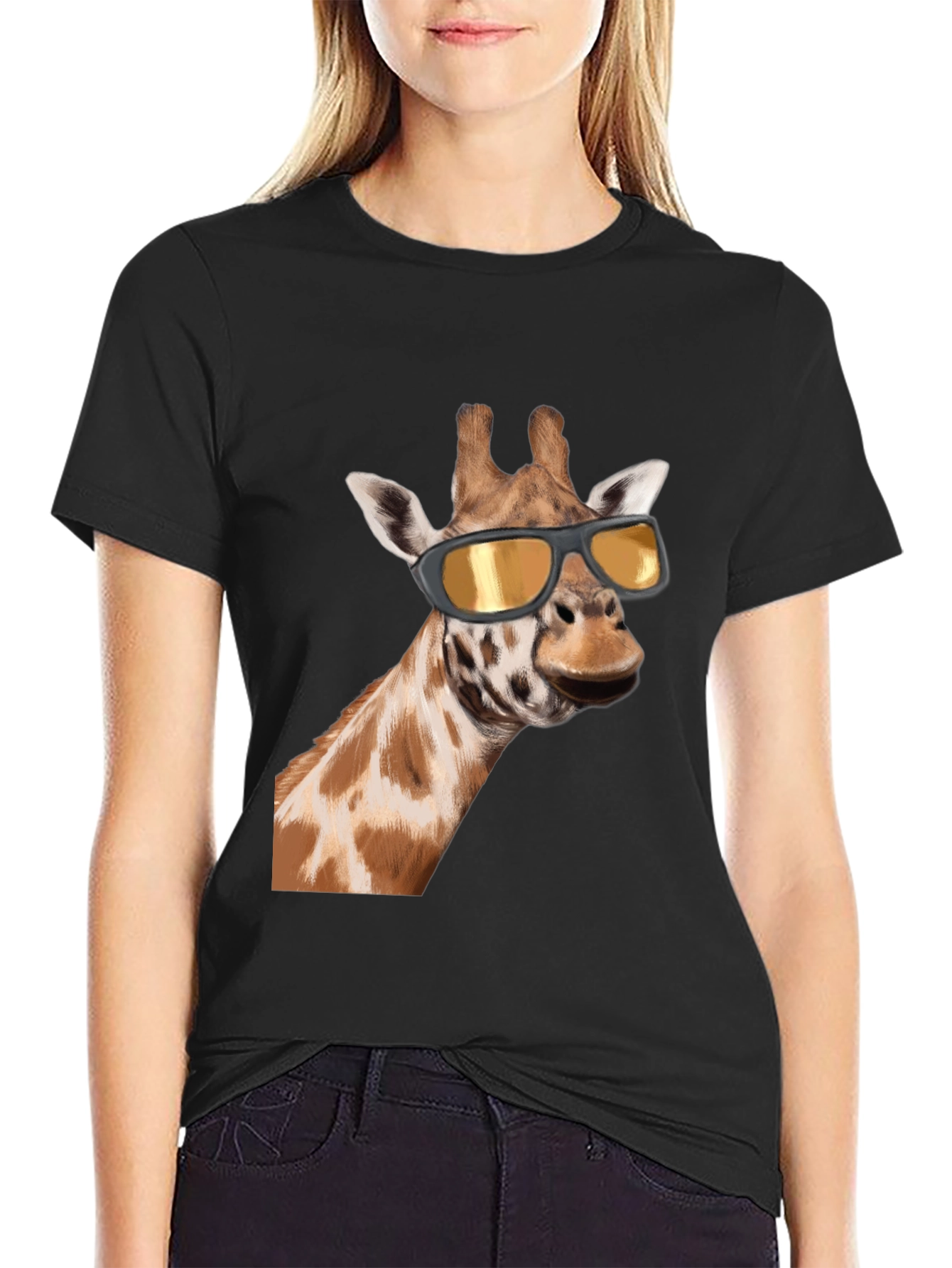 Cool Giraffe Graphic Tee - Black