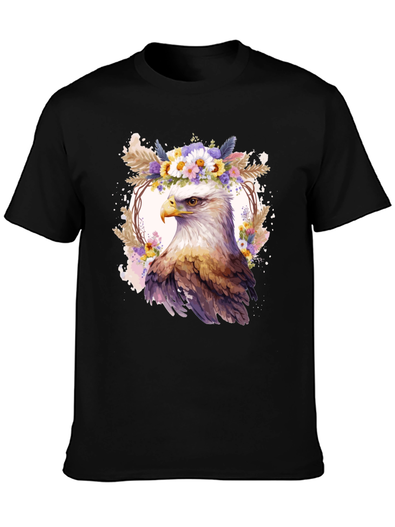 Eagle Floral Wreath Graphic T-Shirt