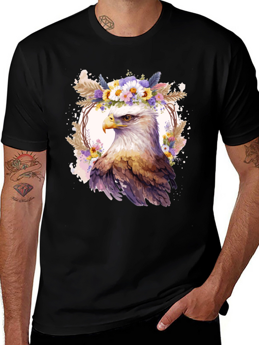 Eagle Floral Wreath Graphic T-Shirt