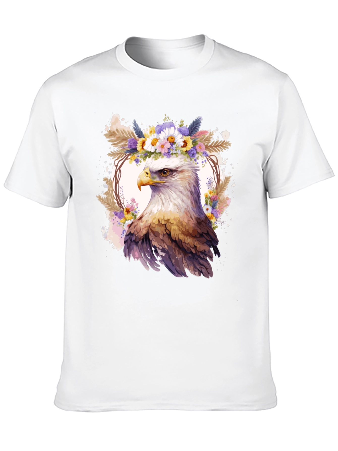 Eagle Floral Wreath Graphic T-Shirt