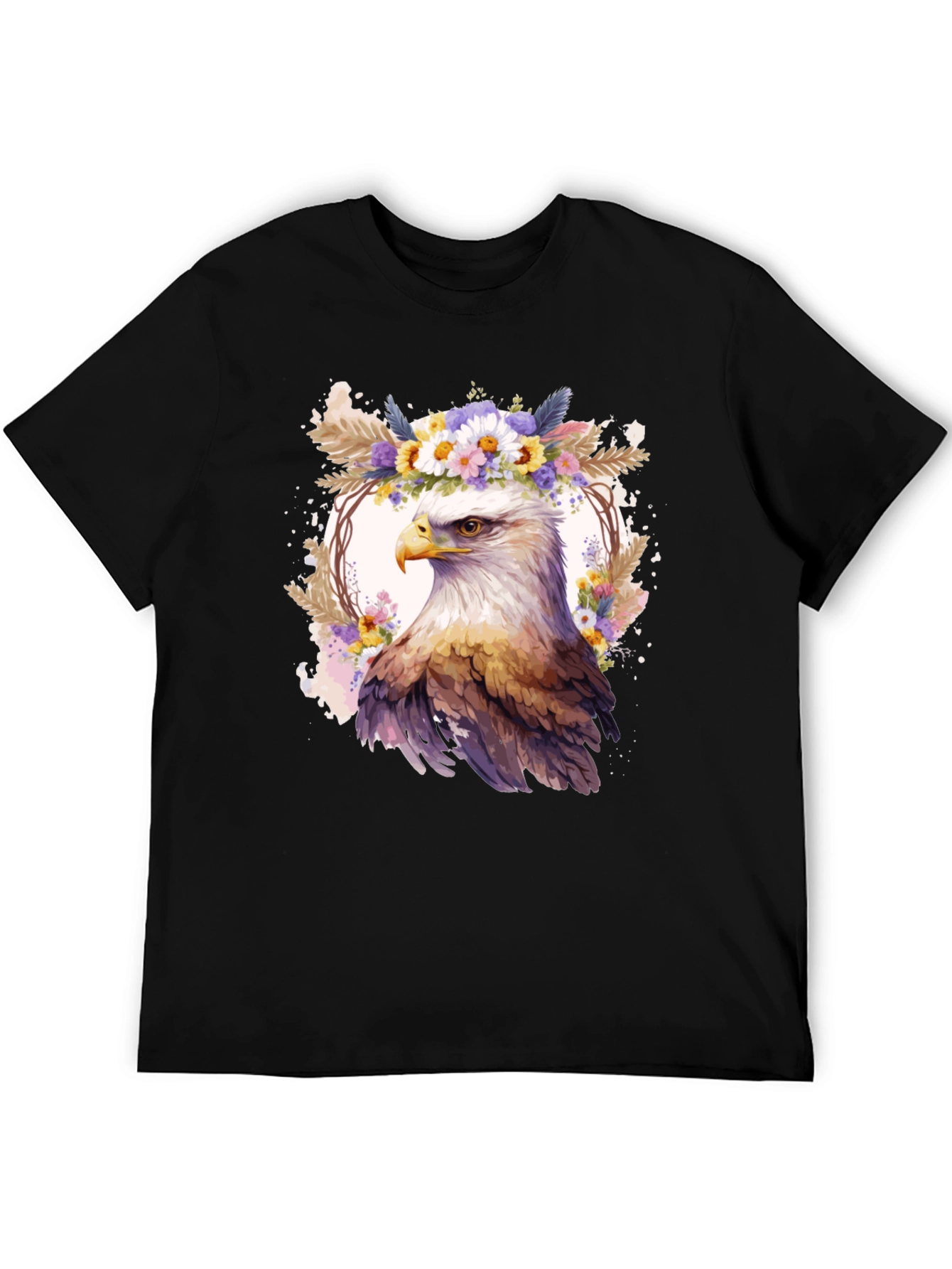 Eagle Floral Wreath Graphic T-Shirt