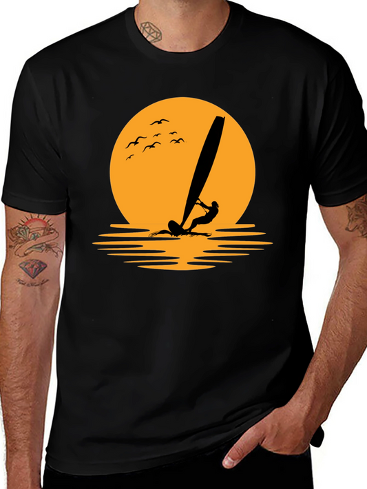 Sunset Windsurfer Graphic Tee - Black