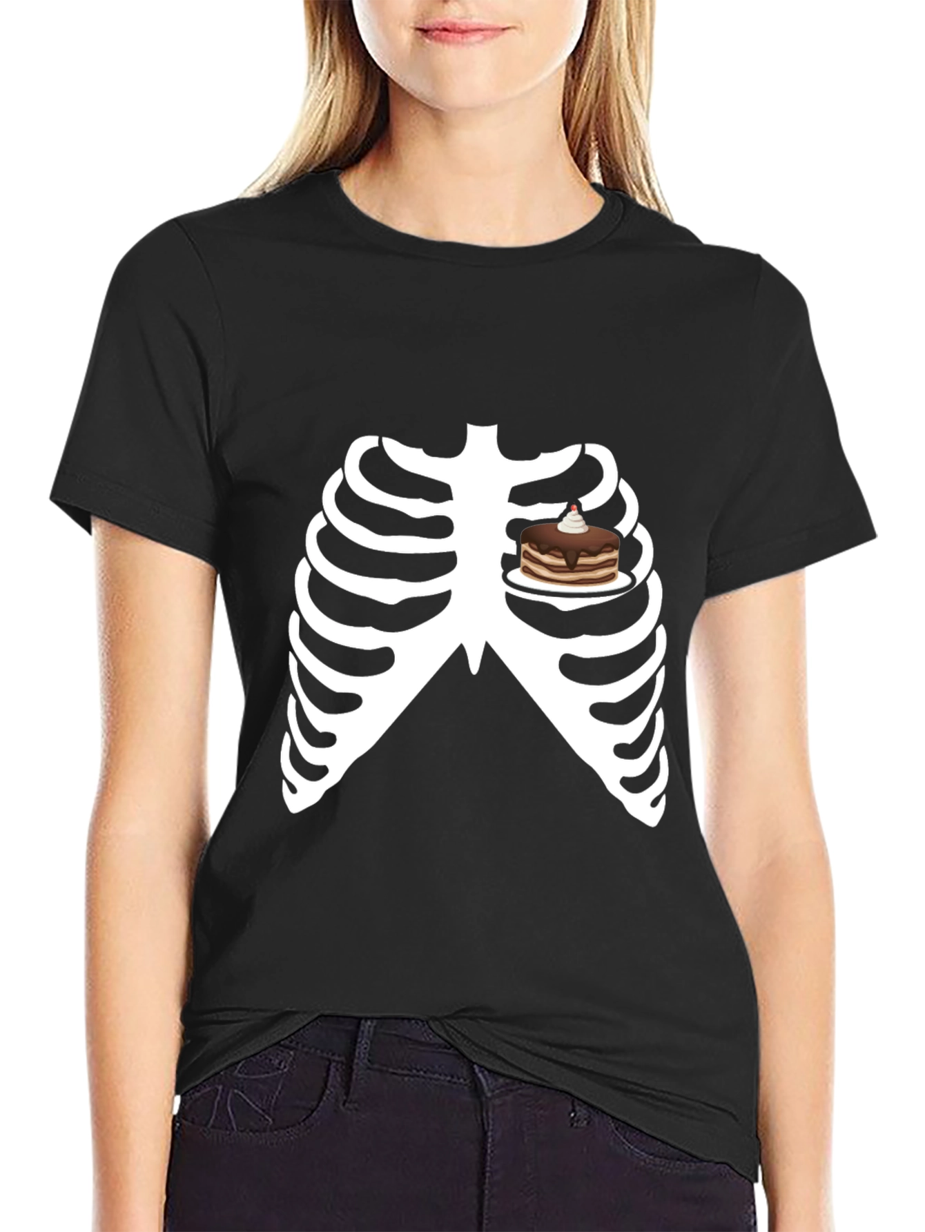 Skeleton Rib Cage Pancakes T-Shirt Funny Foodie Tee