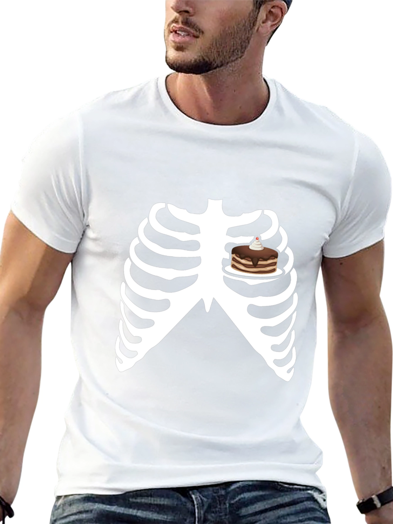 Skeleton Rib Cage Pancakes T-Shirt Funny Foodie Tee