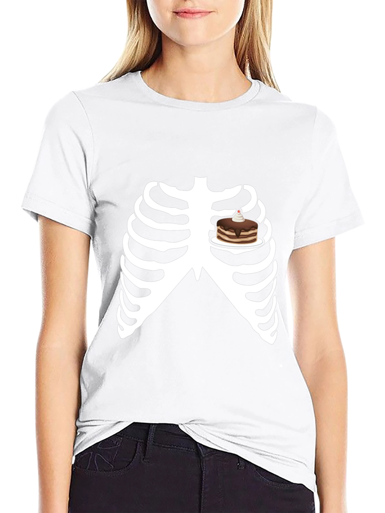 Skeleton Rib Cage Pancakes T-Shirt Funny Foodie Tee