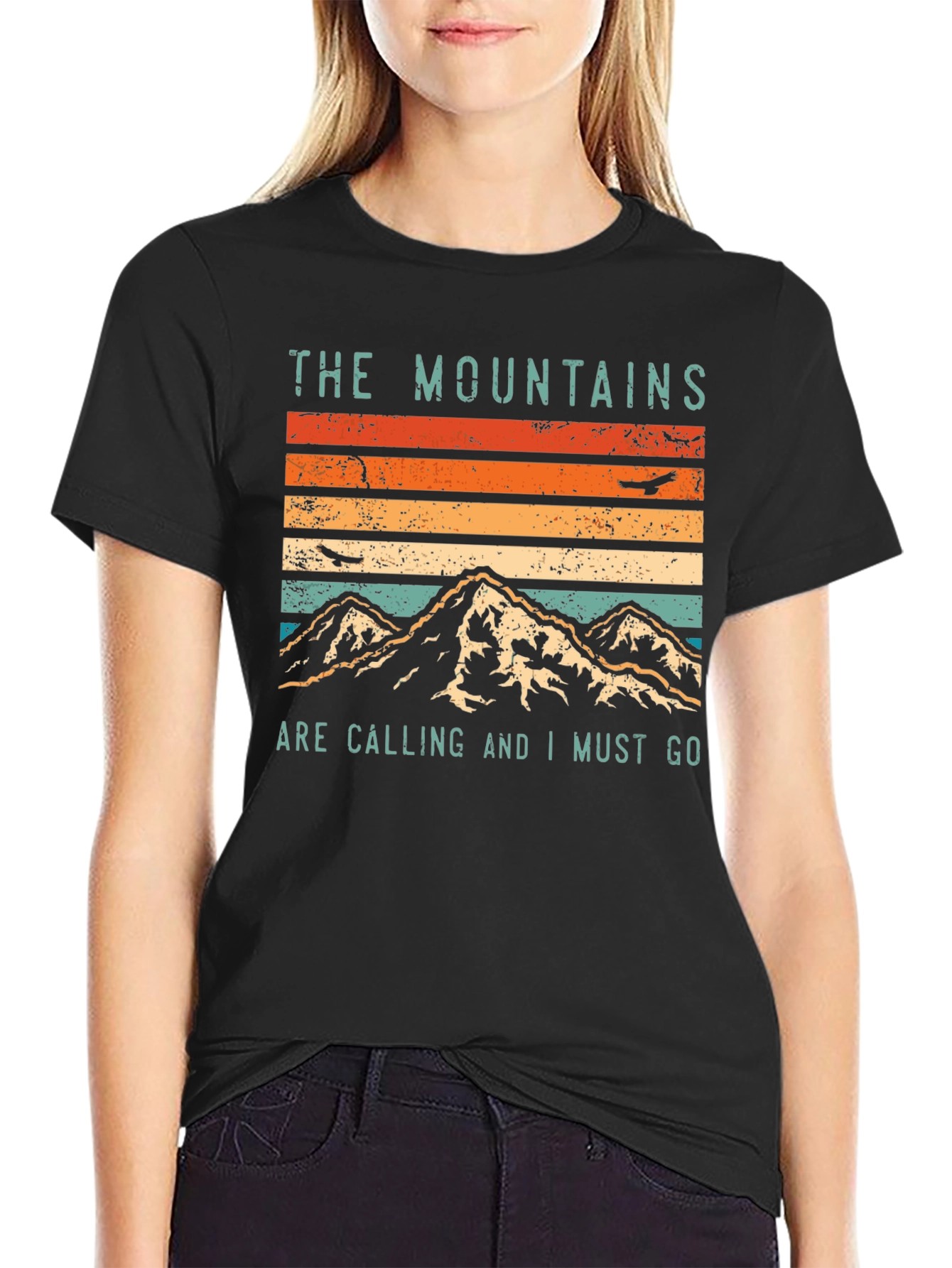 Mountains Are Calling Graphic Tee - Black