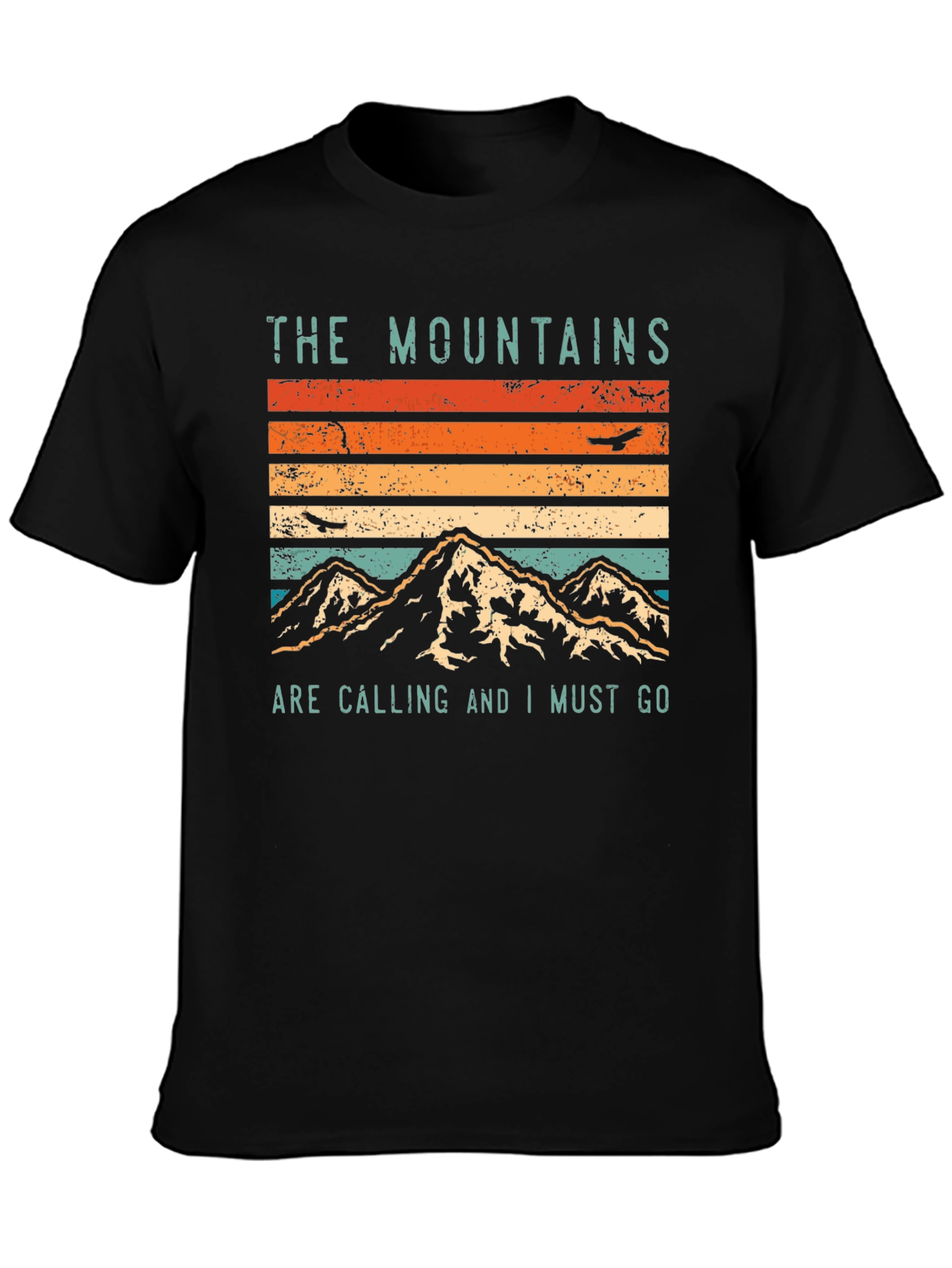 Mountains Are Calling Graphic Tee - Black