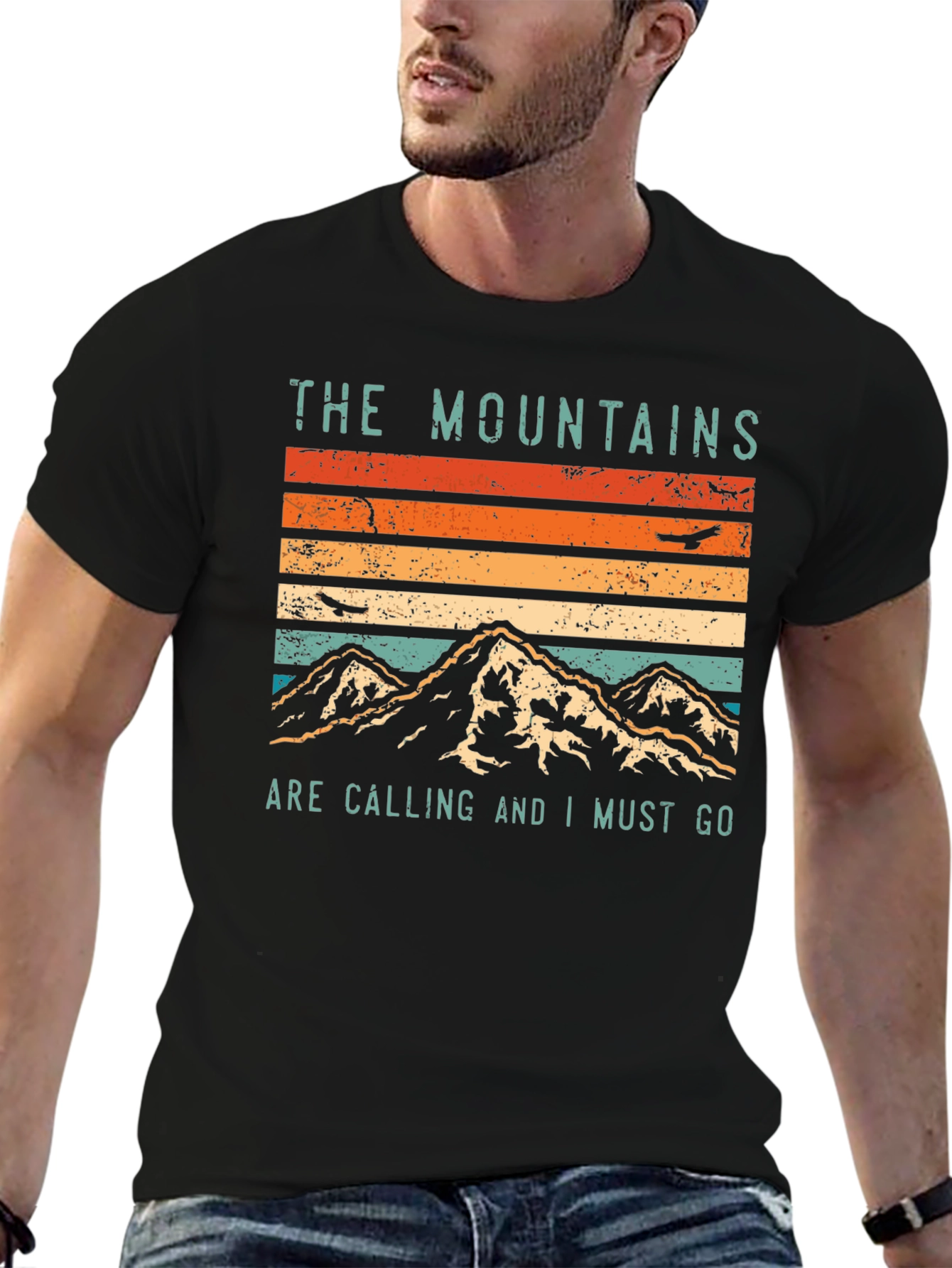 Mountains Are Calling Graphic Tee - Black