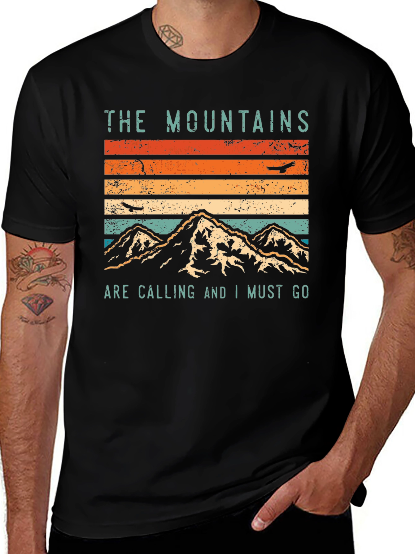 Mountains Are Calling Graphic Tee - Black
