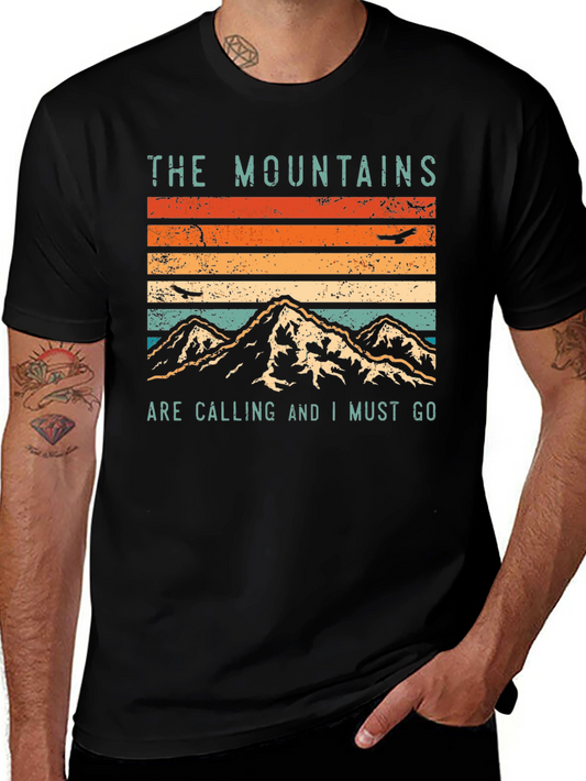 Mountains Are Calling Graphic Tee - Black