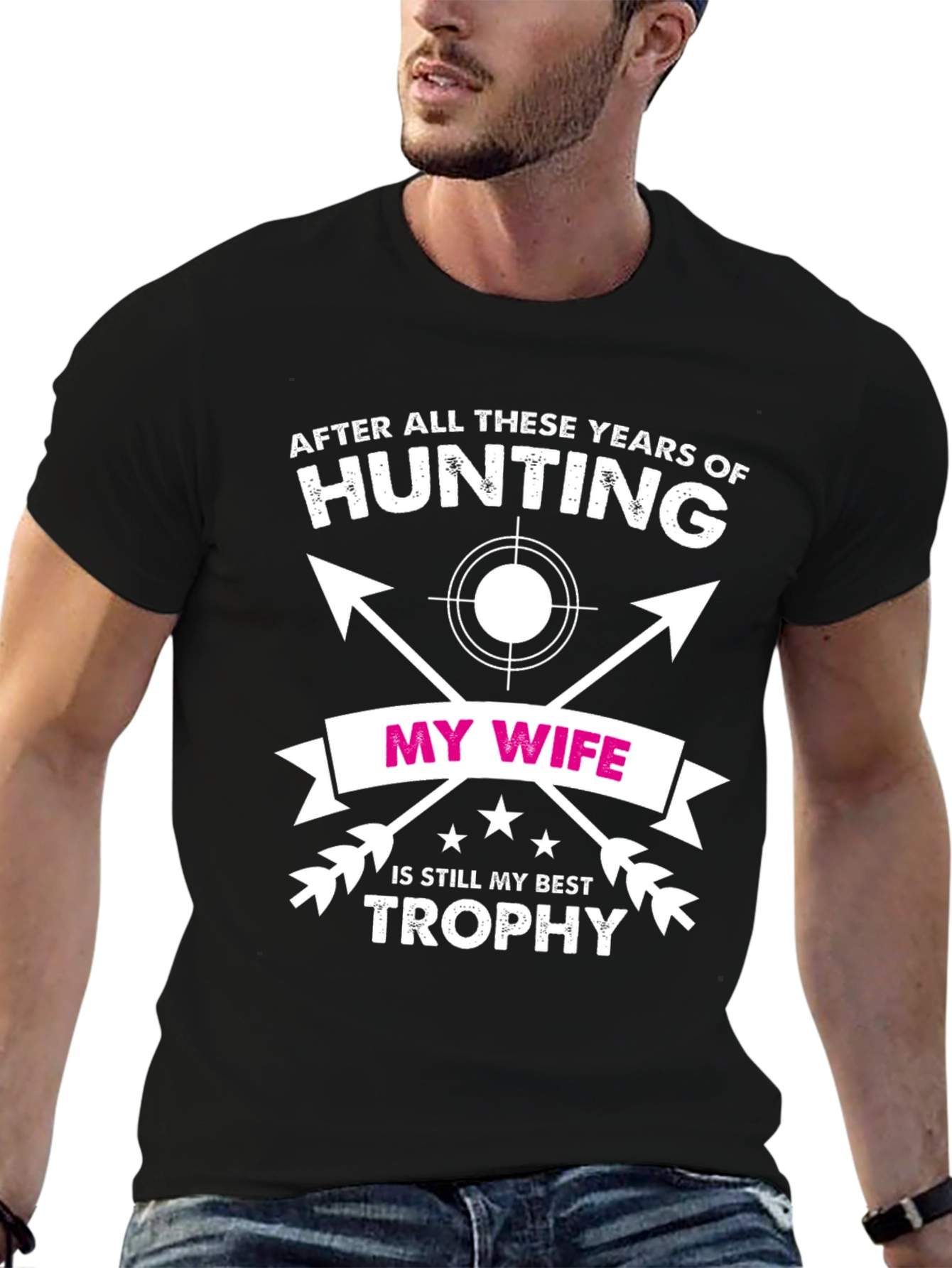 Hunting Wife Trophy Graphic Tee - Black