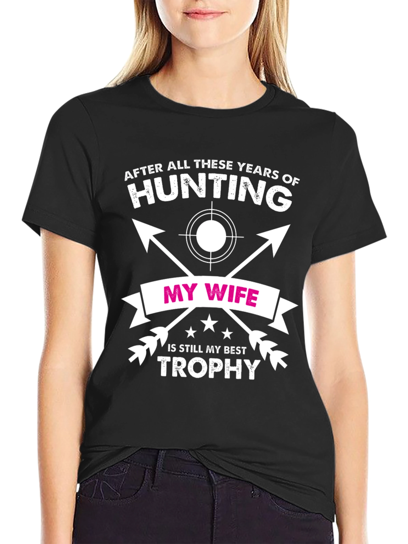 Hunting Wife Trophy Graphic Tee - Black