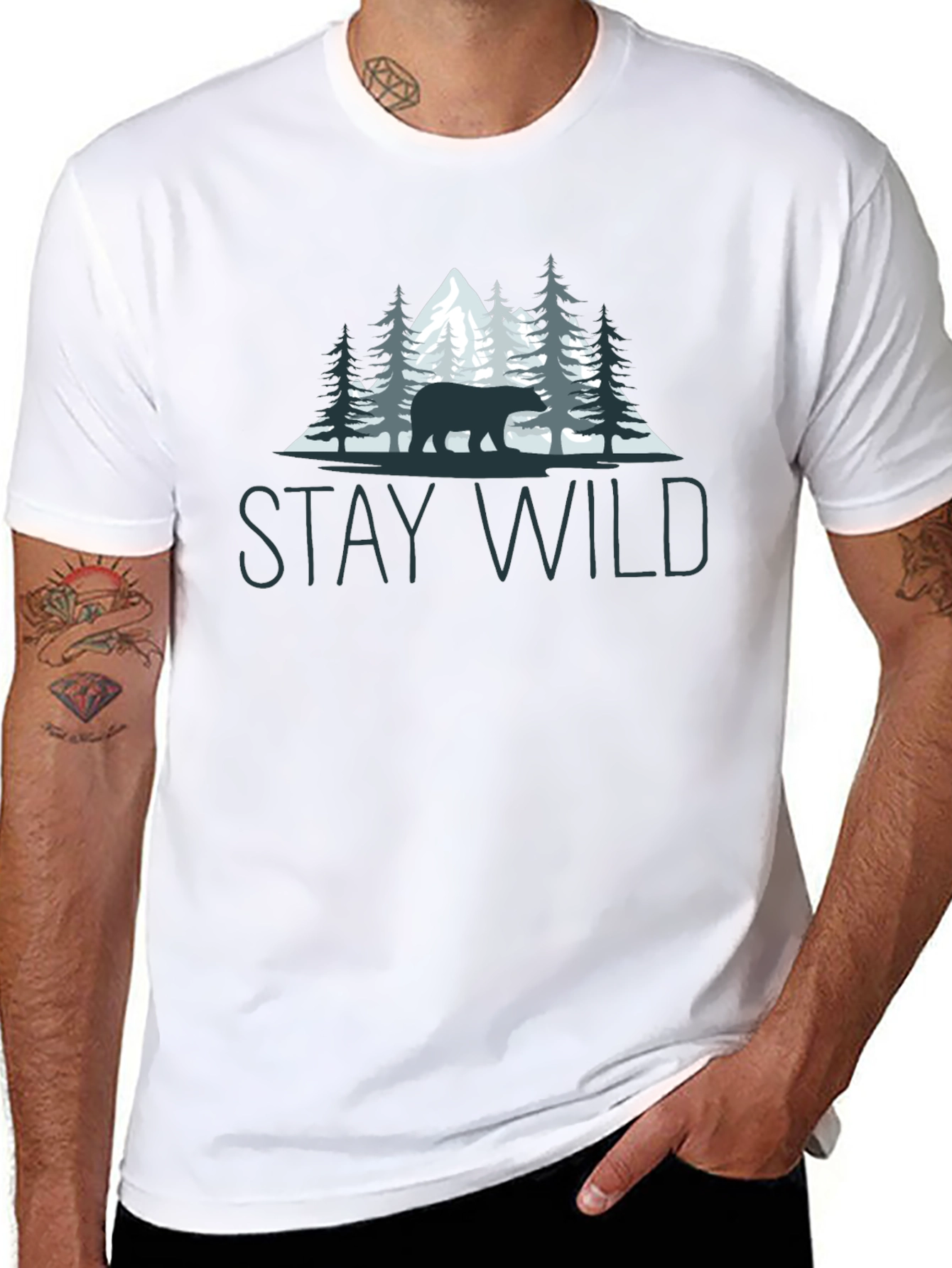 Stay Wild Bear Graphic Tee - Nature Lovers T-Shirt