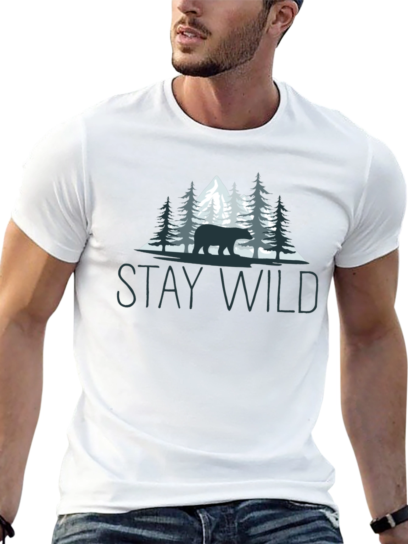 Stay Wild Bear Graphic Tee - Nature Lovers T-Shirt