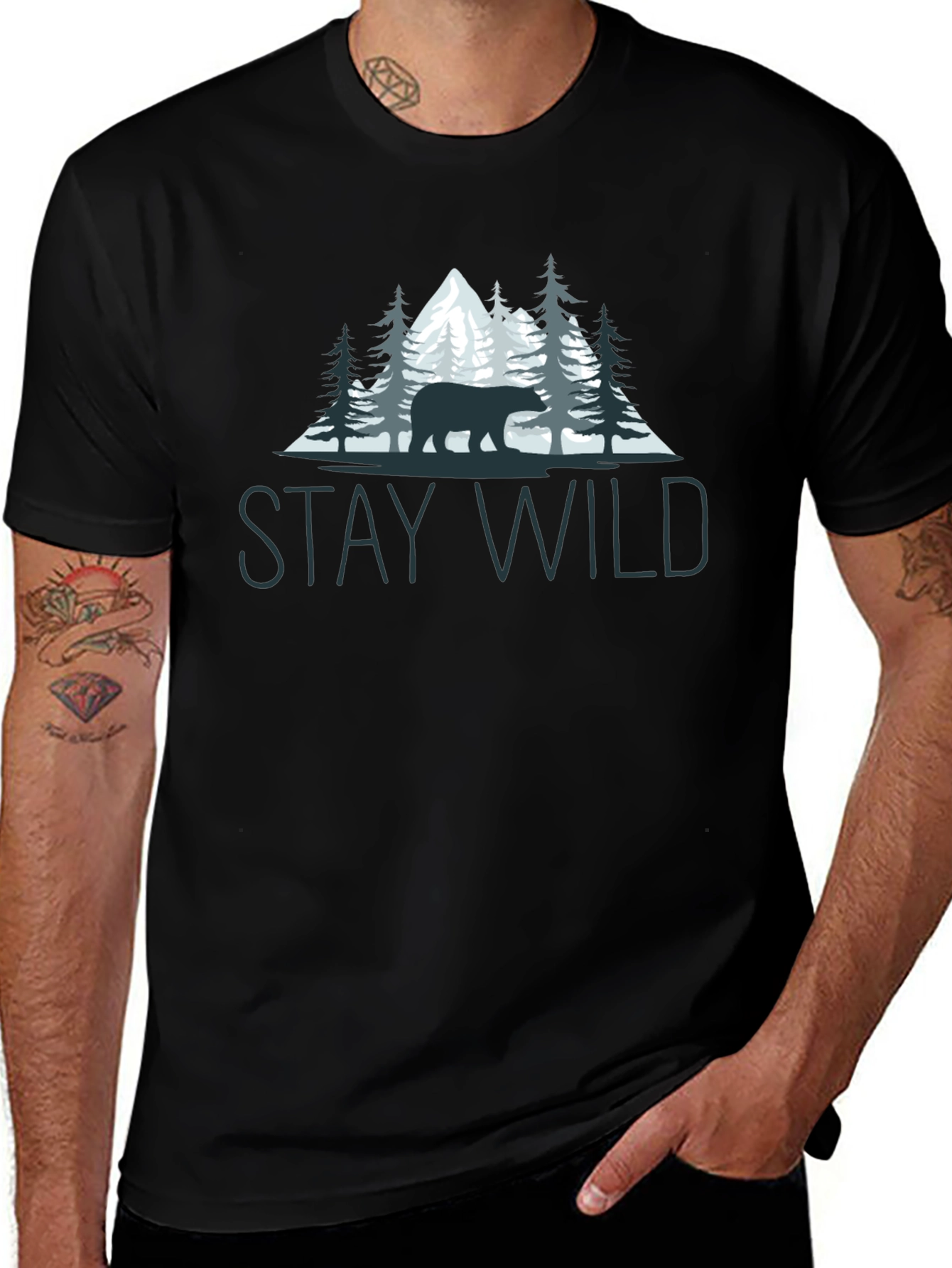 Stay Wild Bear Graphic Tee - Nature Lovers T-Shirt