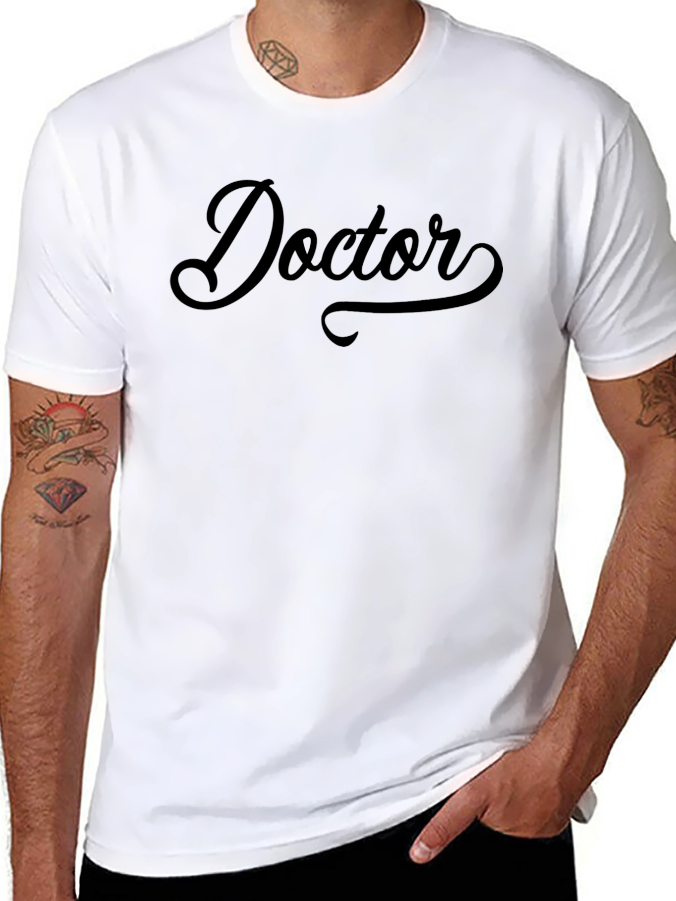 Doctor Script Black Crew Neck T-Shirt