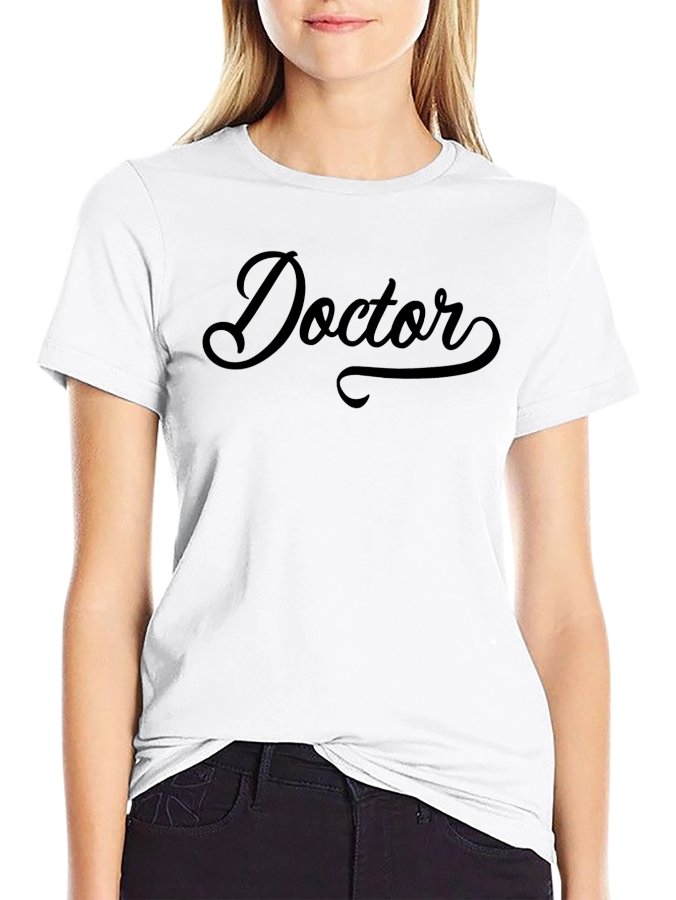Doctor Script Black Crew Neck T-Shirt