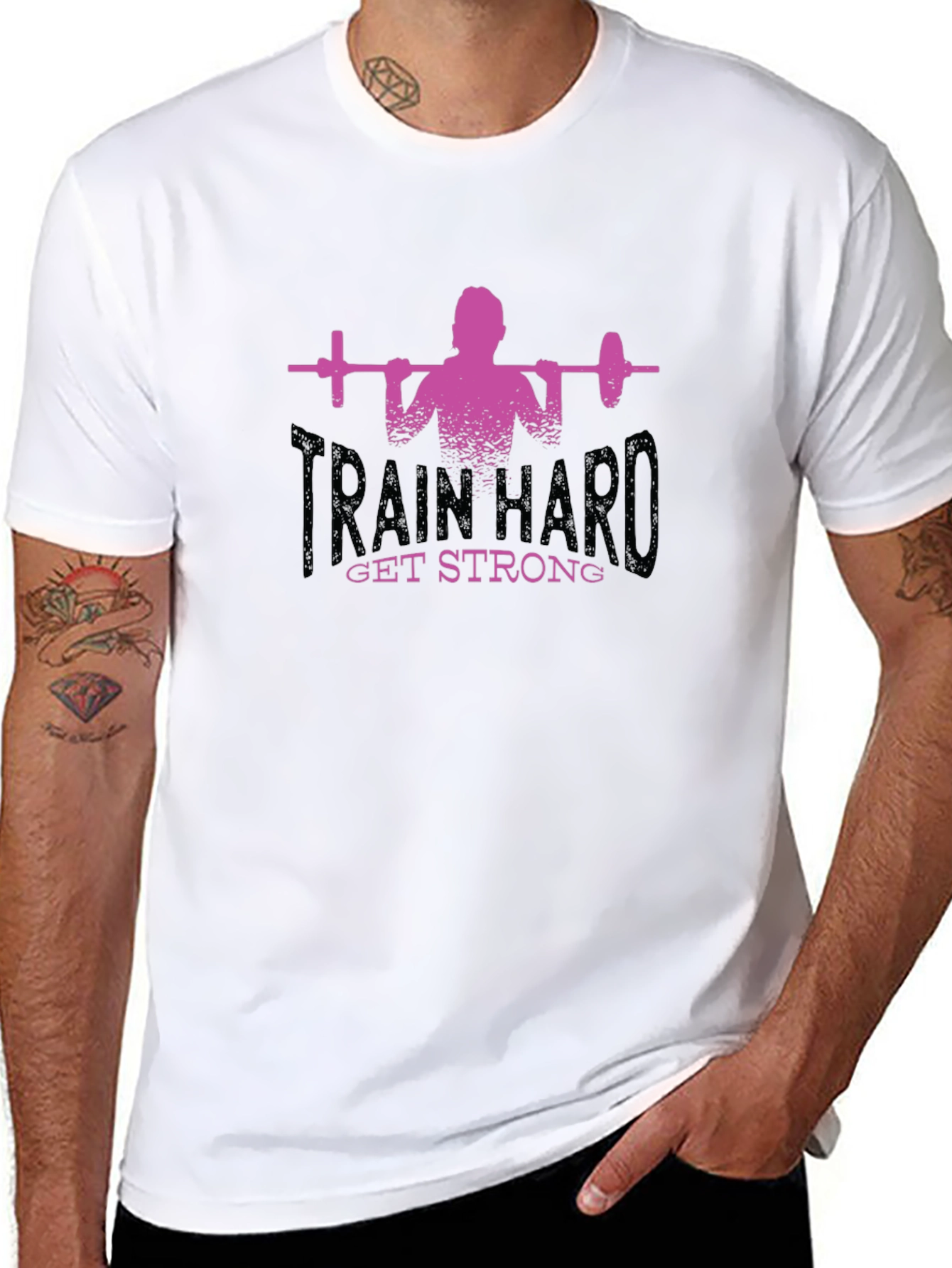 Train Hard Get Strong Graphic Tee - Black