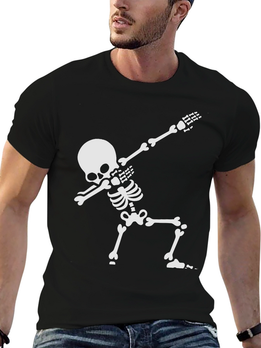 Dabbing Skeleton Graphic Tee - Black