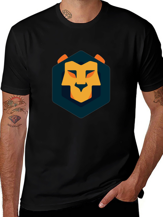 Geometric Lion Graphic Tee - Modern Style