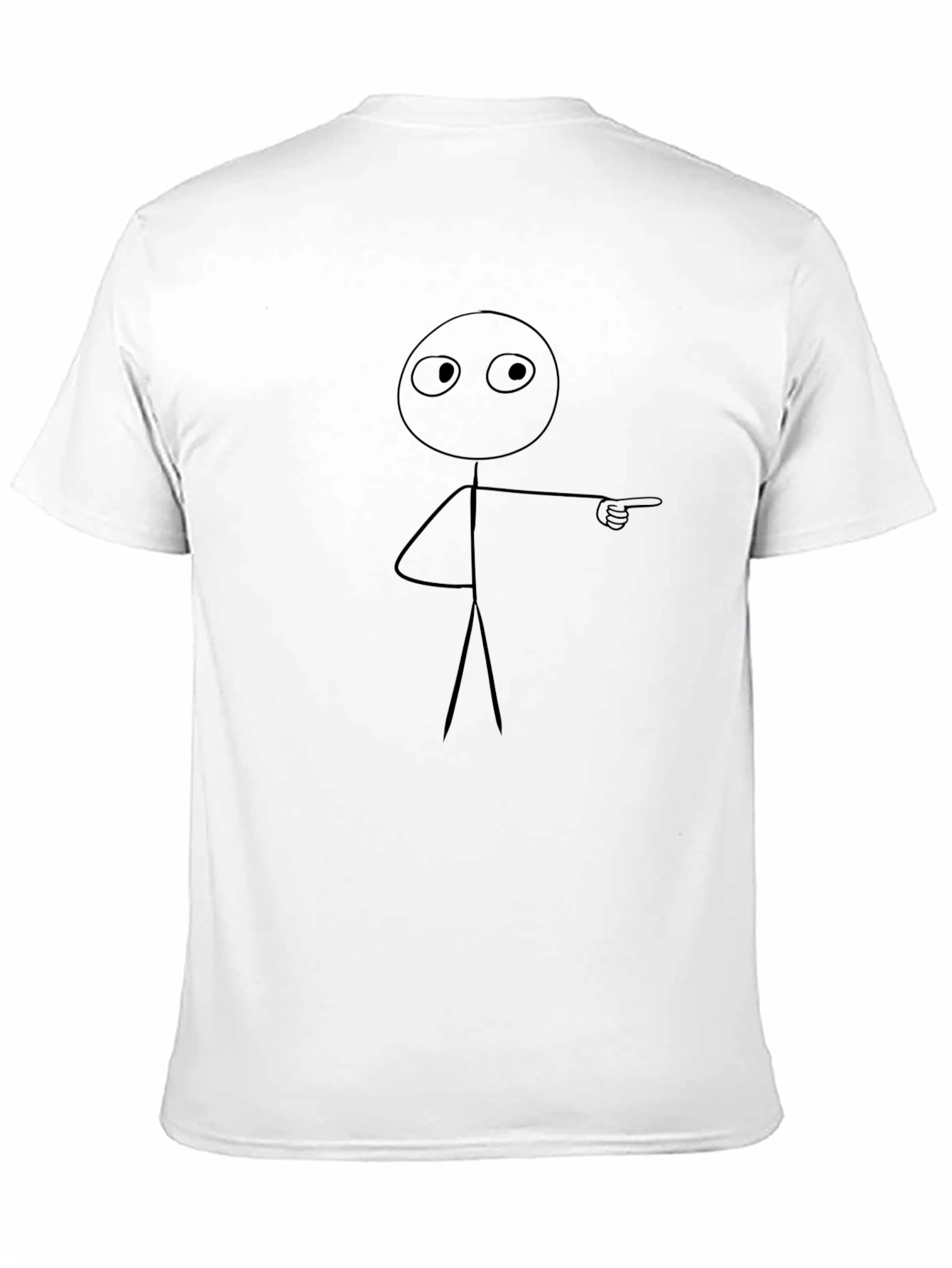 Funny Stick Figure Pointing T-Shirt - Black Cotton Tee