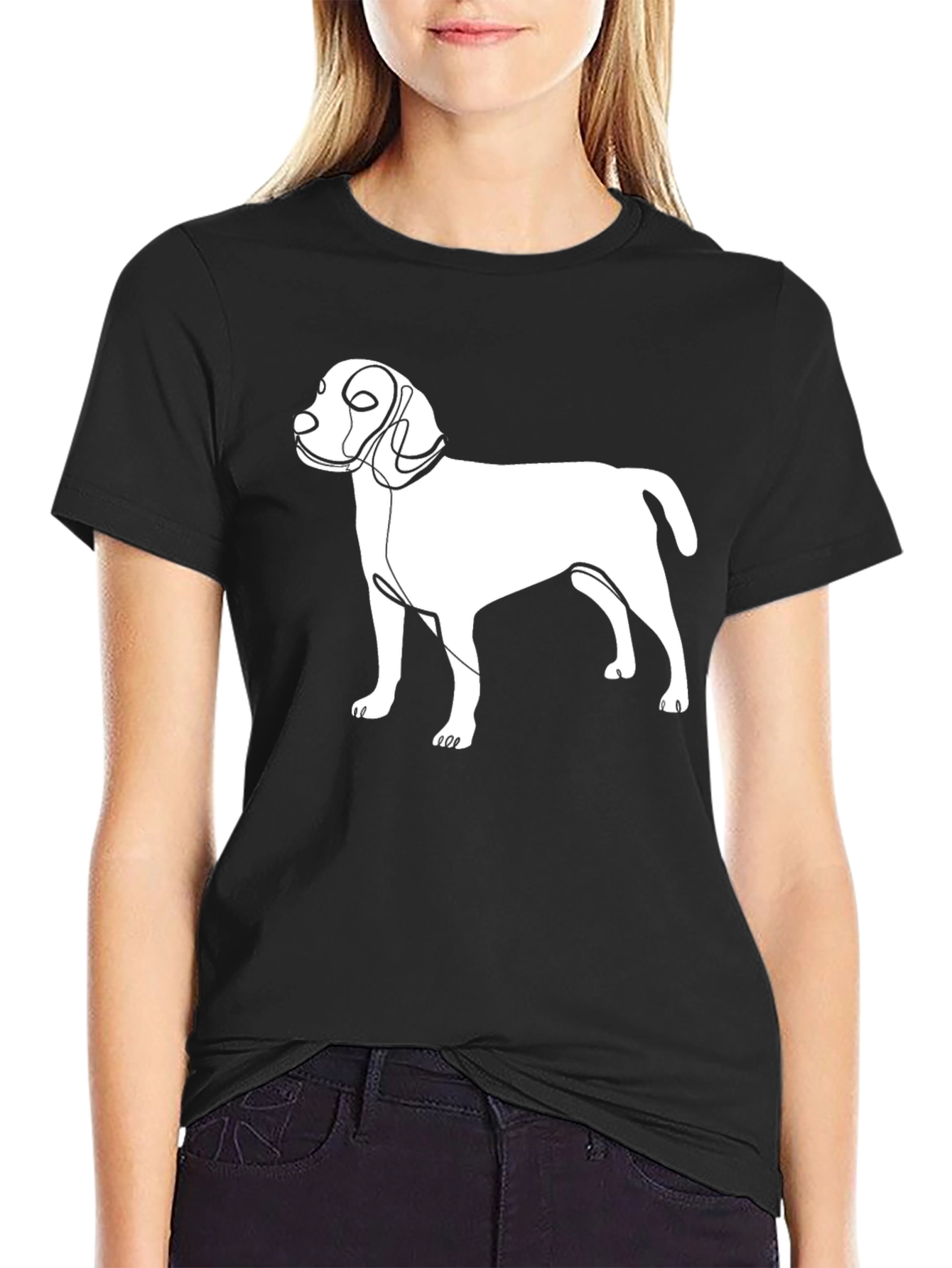 Abstract Dog Line Art Graphic T-Shirt