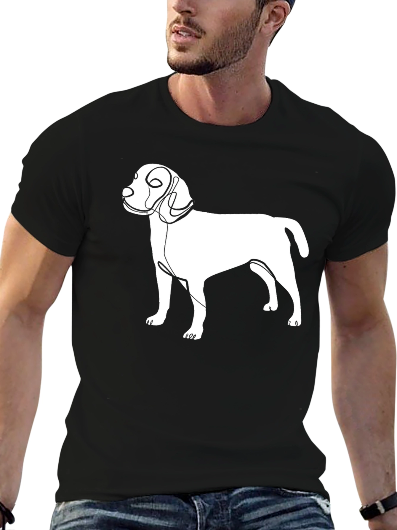 Abstract Dog Line Art Graphic T-Shirt