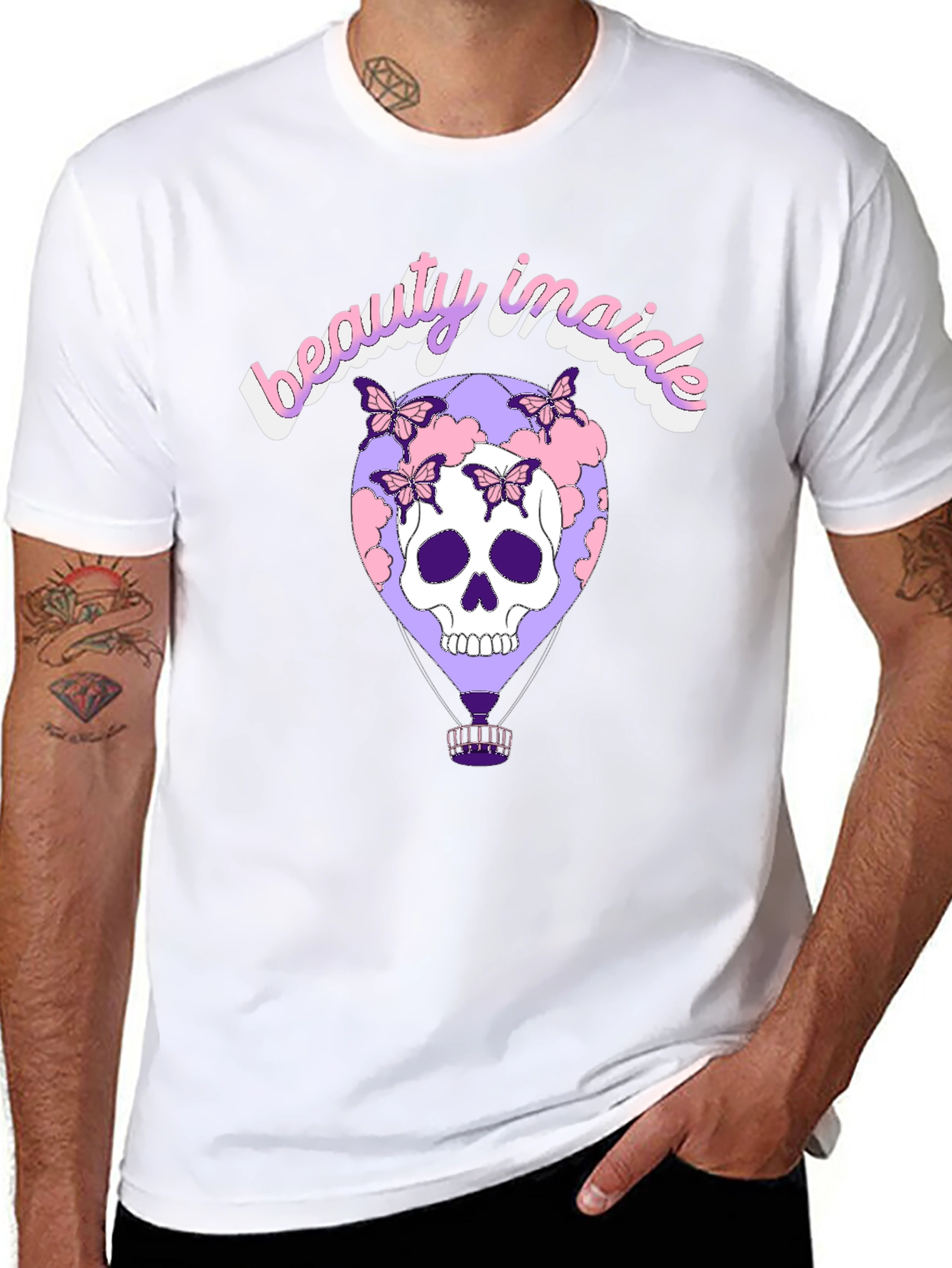 Beauty Inside Skull Balloon Graphic Tee