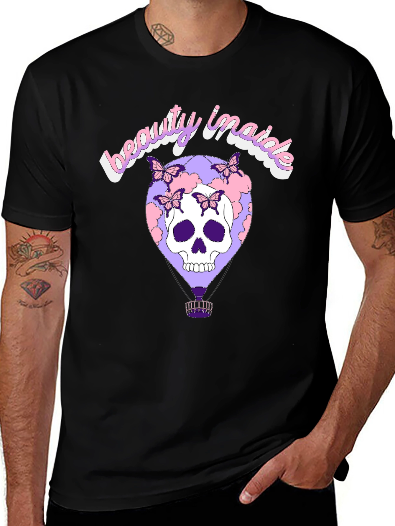 Beauty Inside Skull Balloon Graphic Tee