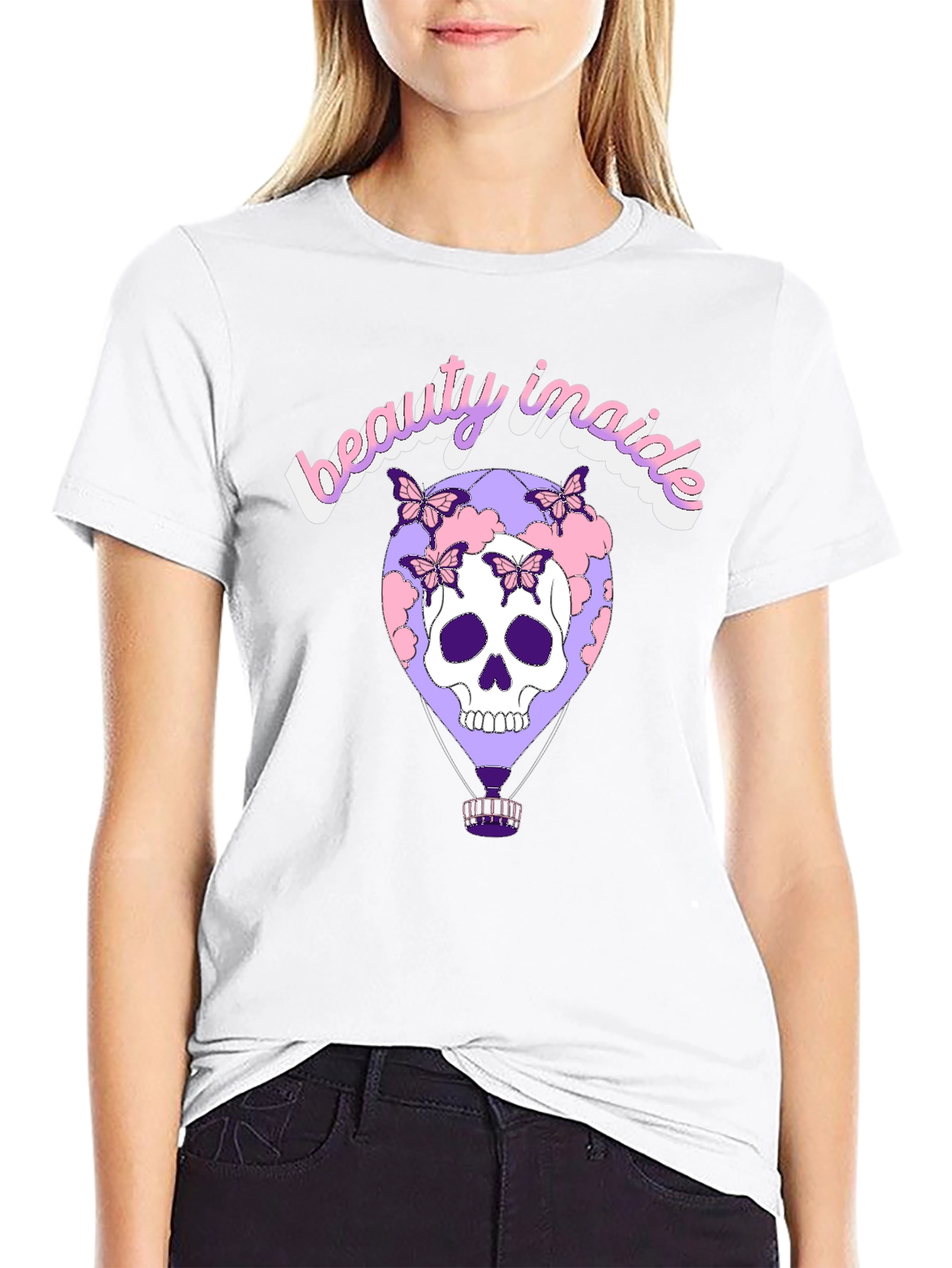 Beauty Inside Skull Balloon Graphic Tee