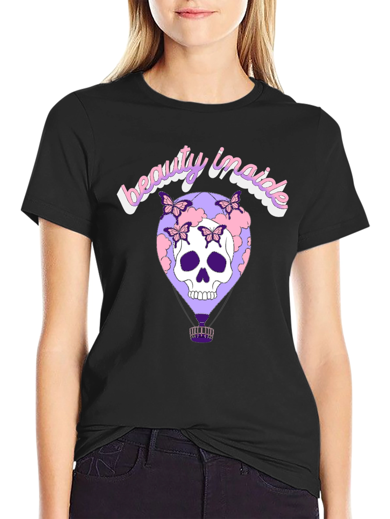 Beauty Inside Skull Balloon Graphic Tee