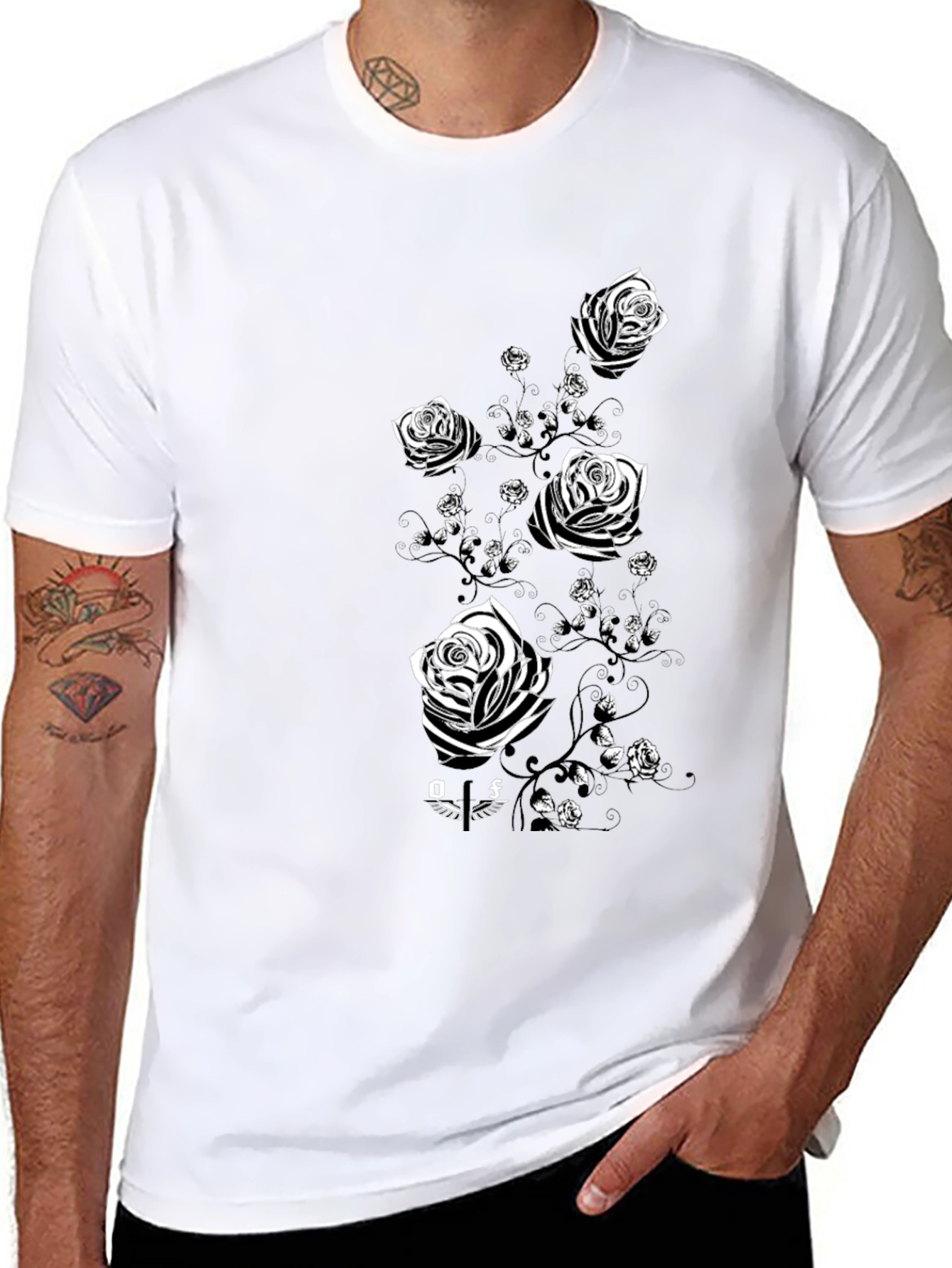 Black Rose Graphic Tee - Mens Fashion