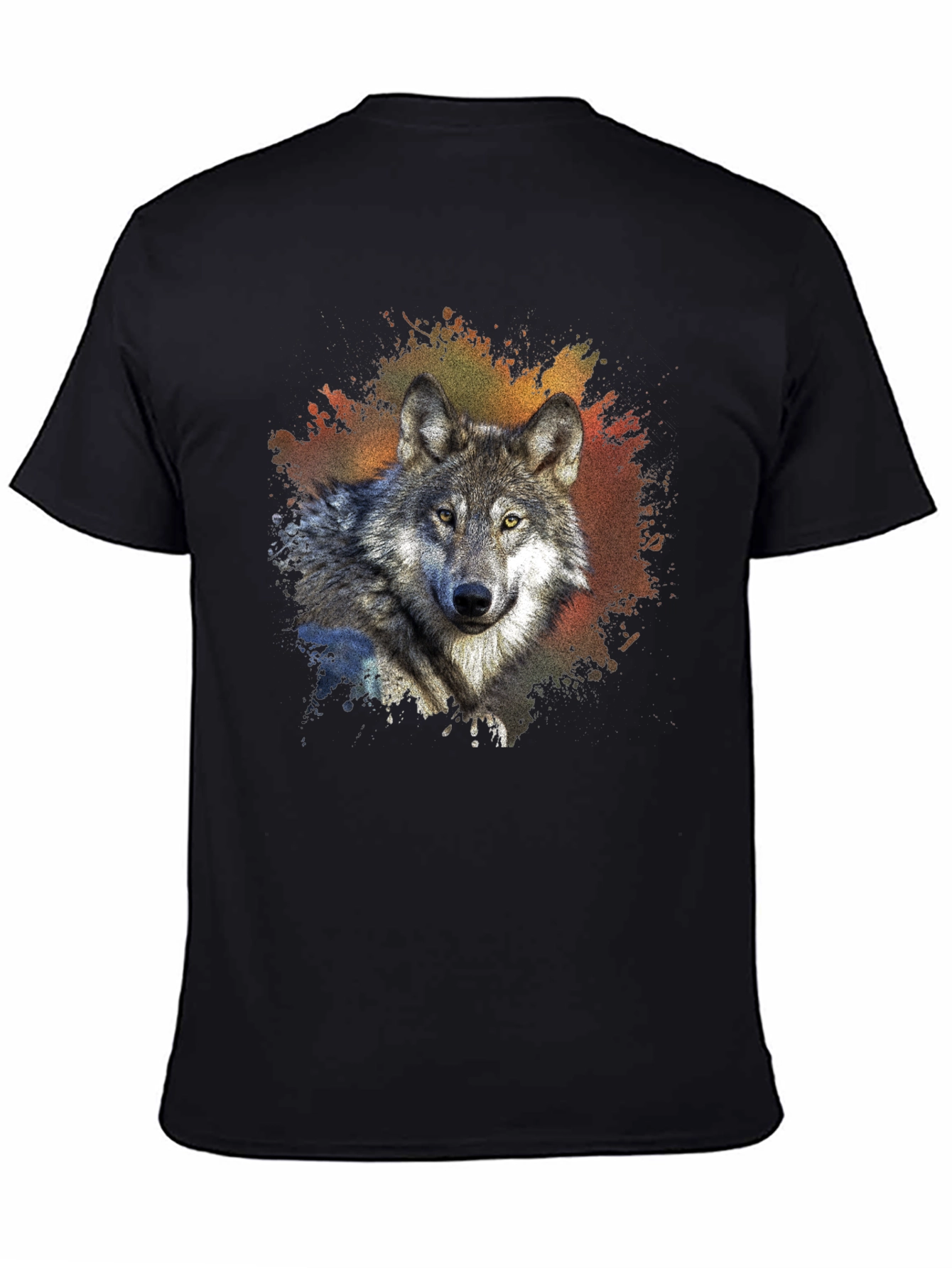 Wolf Graphic Tee - Mens Black Crew Neck T-Shirt