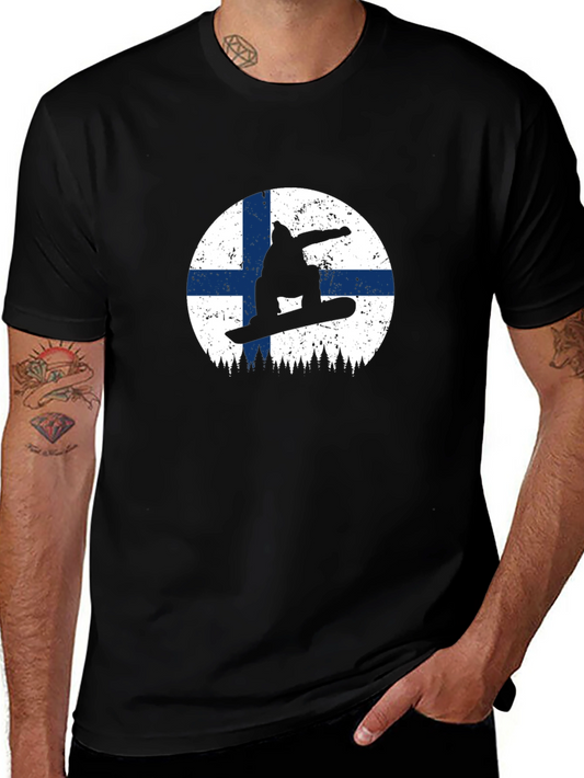 Finnish Flag Snowboarder Graphic Tee