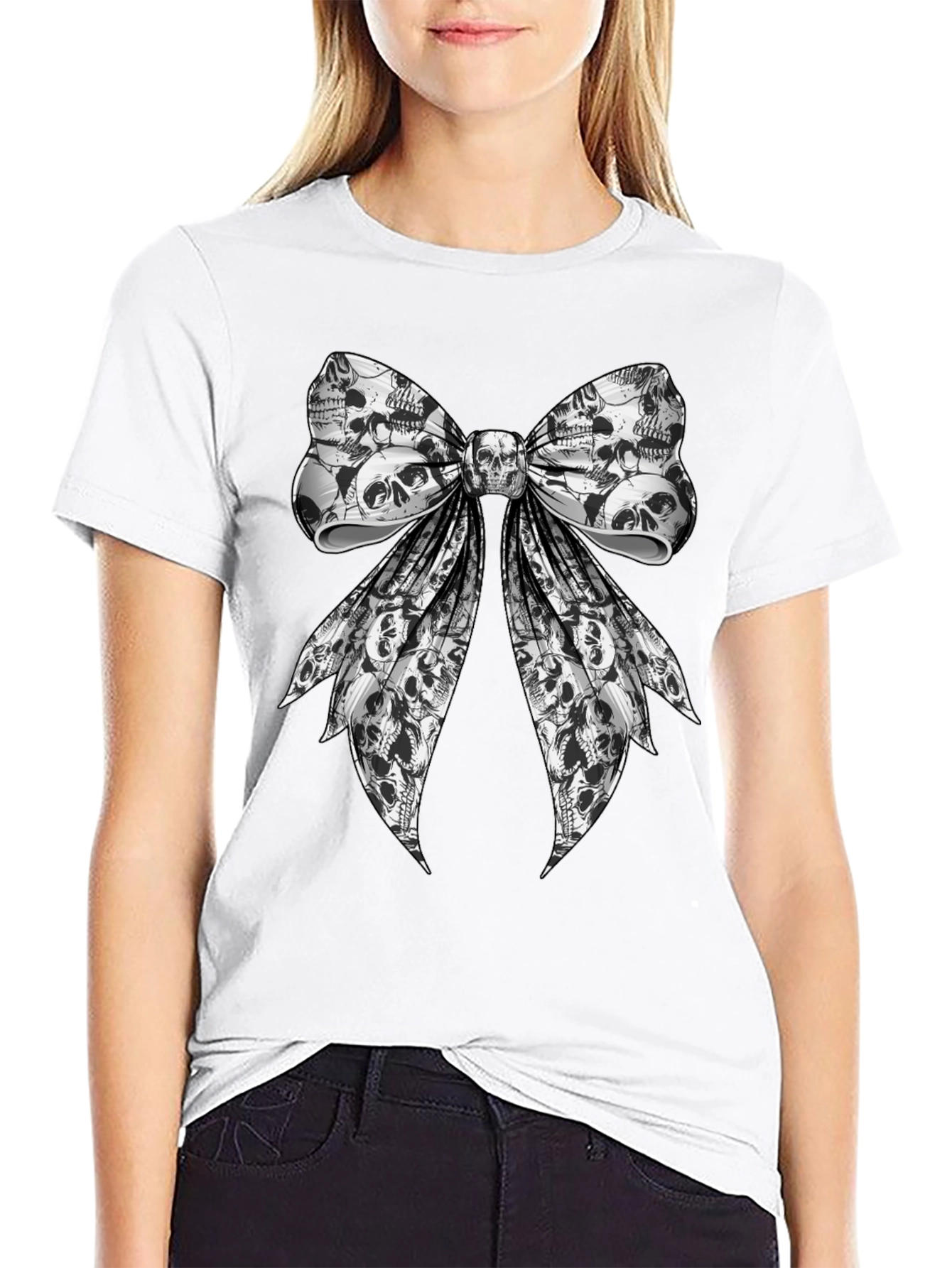 Skull Bow Graphic Tee - Rocker Style