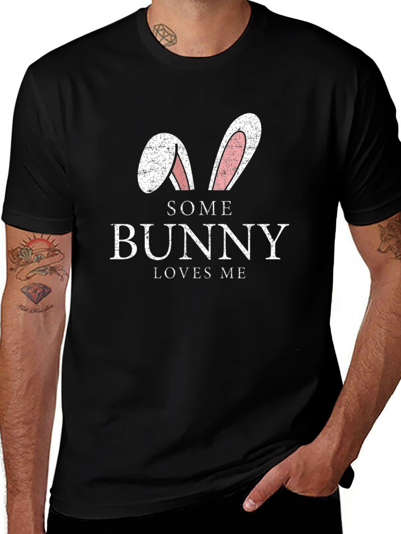 Some Bunny Loves Me Black T-Shirt