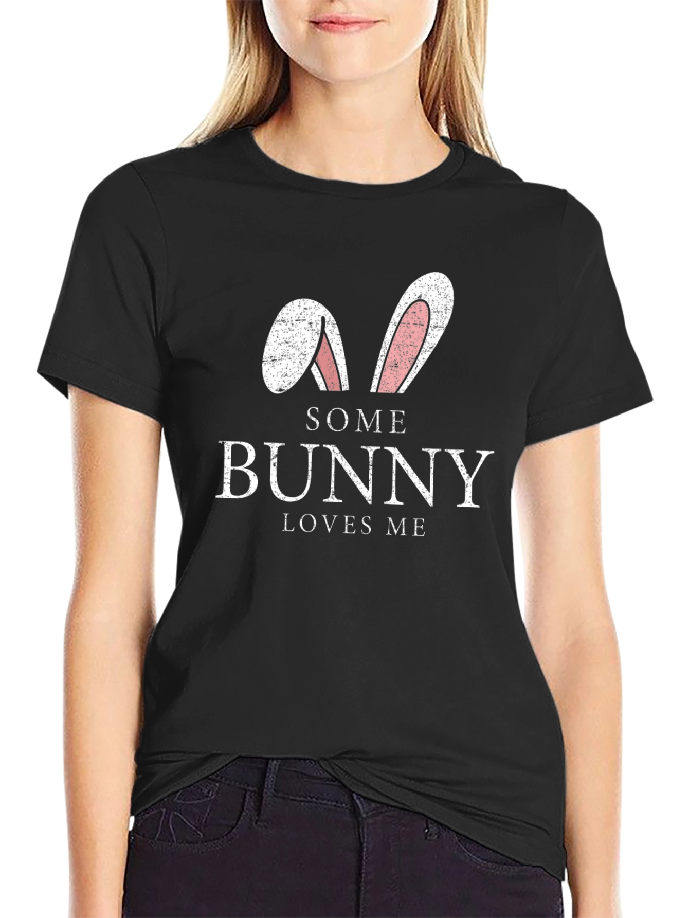 Some Bunny Loves Me Black T-Shirt